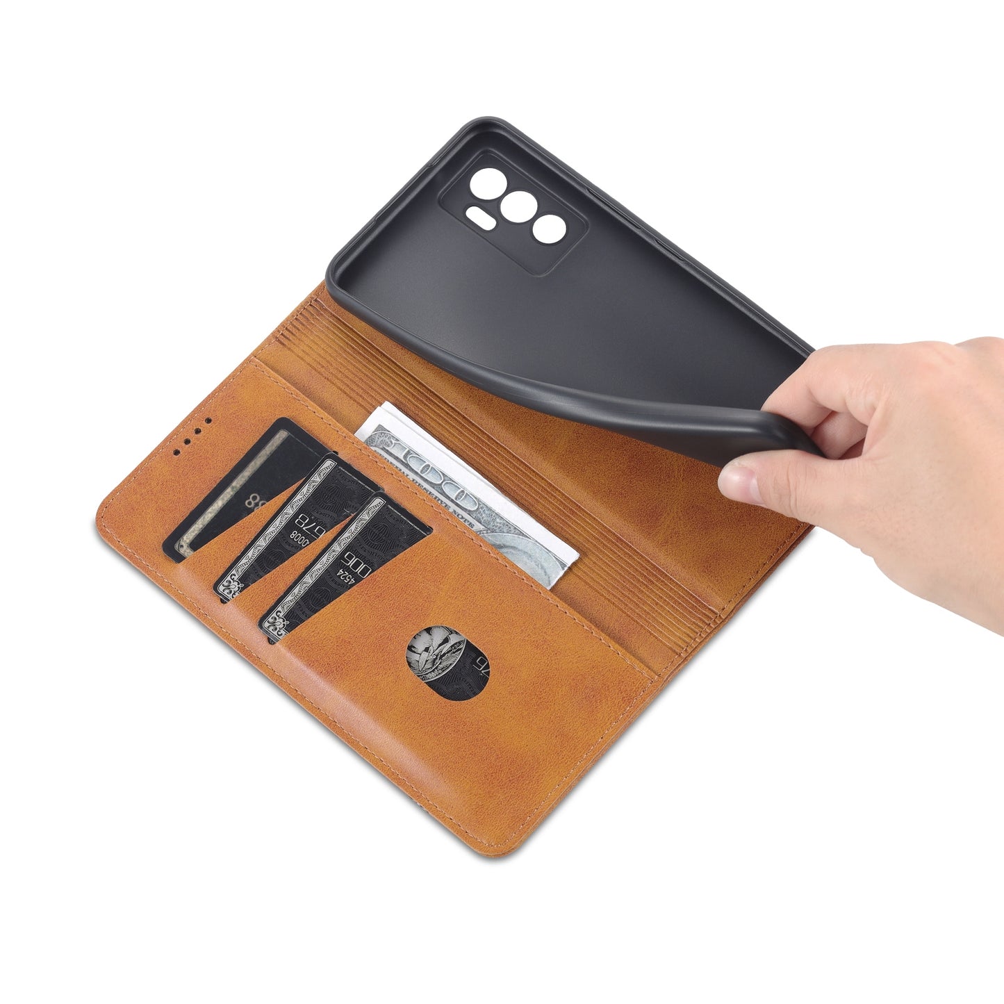 For Vivo S10e/V23e Leather Wallet Case with Card Holder & Magnetic Closure