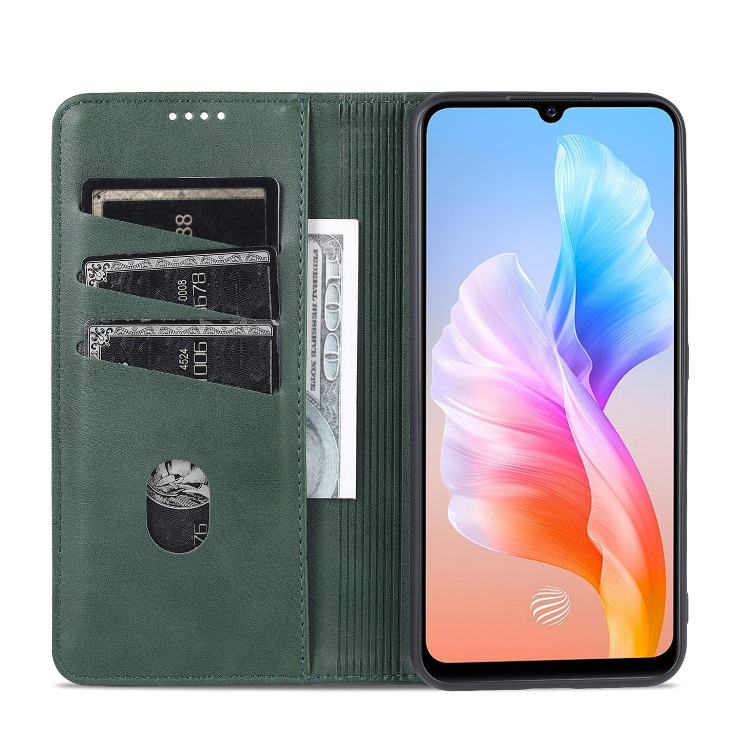 For Vivo S10e/V23e Leather Wallet Case with Card Holder & Magnetic Closure