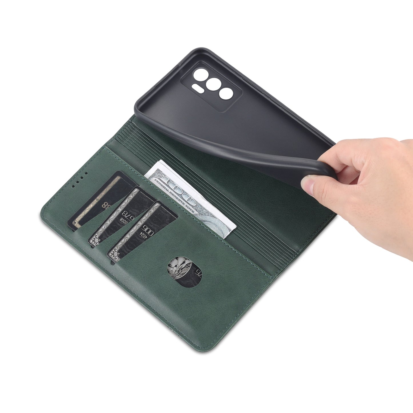 For Vivo S10e/V23e Leather Wallet Case with Card Holder & Magnetic Closure