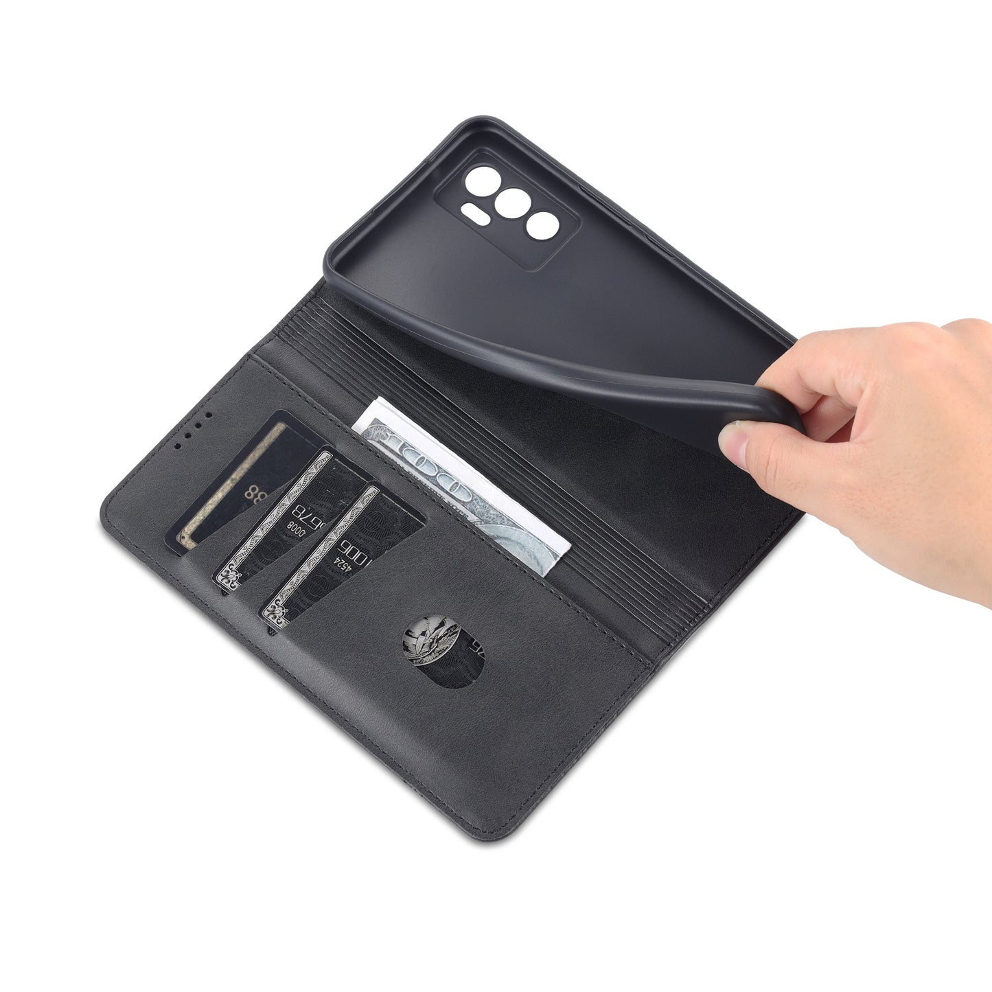 For Vivo S10e/V23e Leather Wallet Case with Card Holder & Magnetic Closure