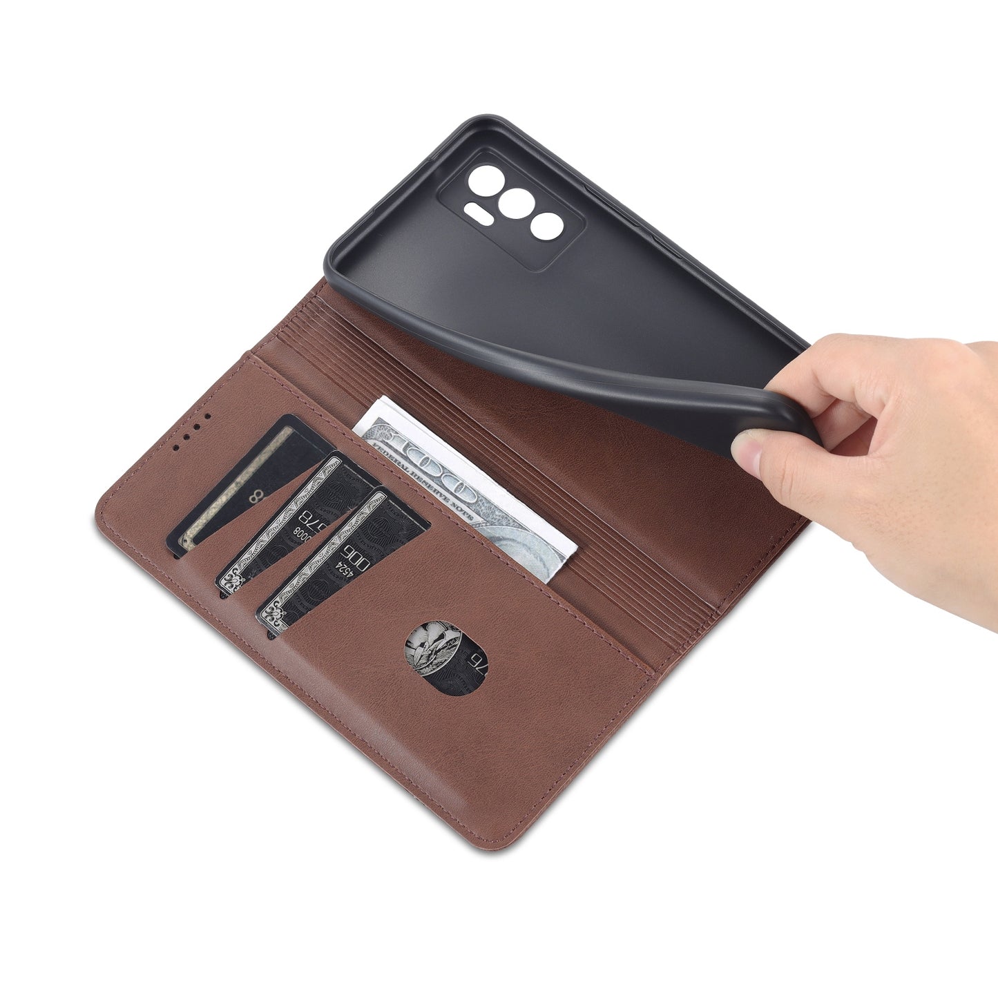 For Vivo S10e/V23e Leather Wallet Case with Card Holder & Magnetic Closure