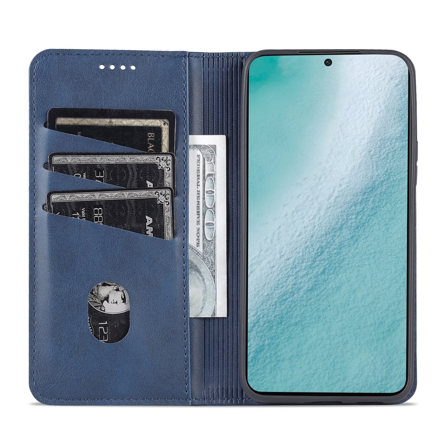 For Samsung Galaxy S22+ Leather Wallet Case with Card Holder & Magnetic Closure