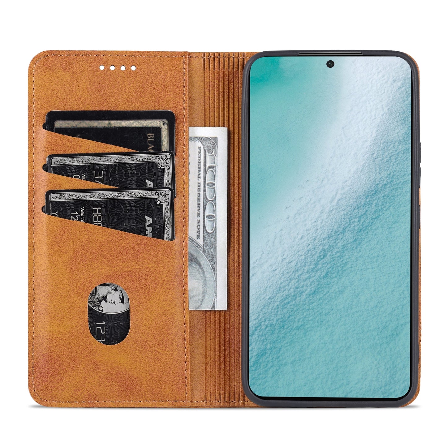 For Samsung Galaxy S22+ Leather Wallet Case with Card Holder & Magnetic Closure