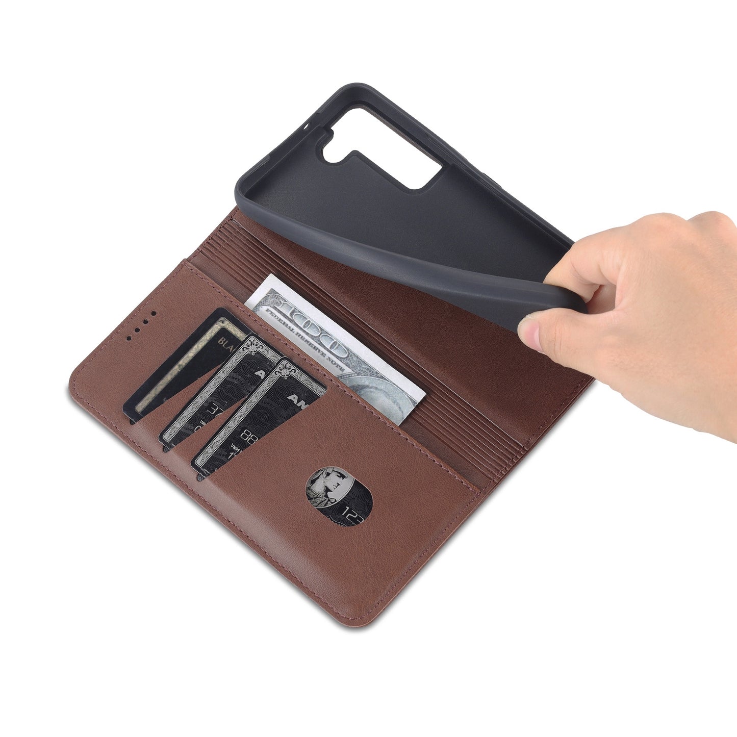 For Samsung Galaxy S22+ Leather Wallet Case with Card Holder & Magnetic Closure