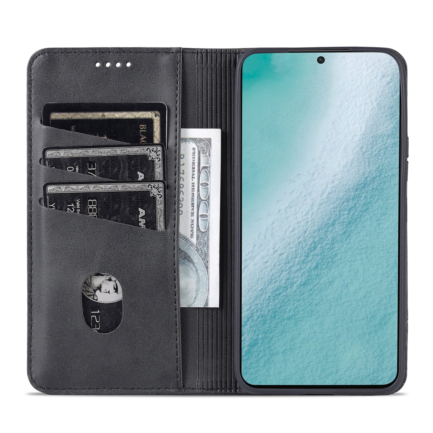 For Samsung Galaxy S22+ Leather Wallet Case with Card Holder & Magnetic Closure