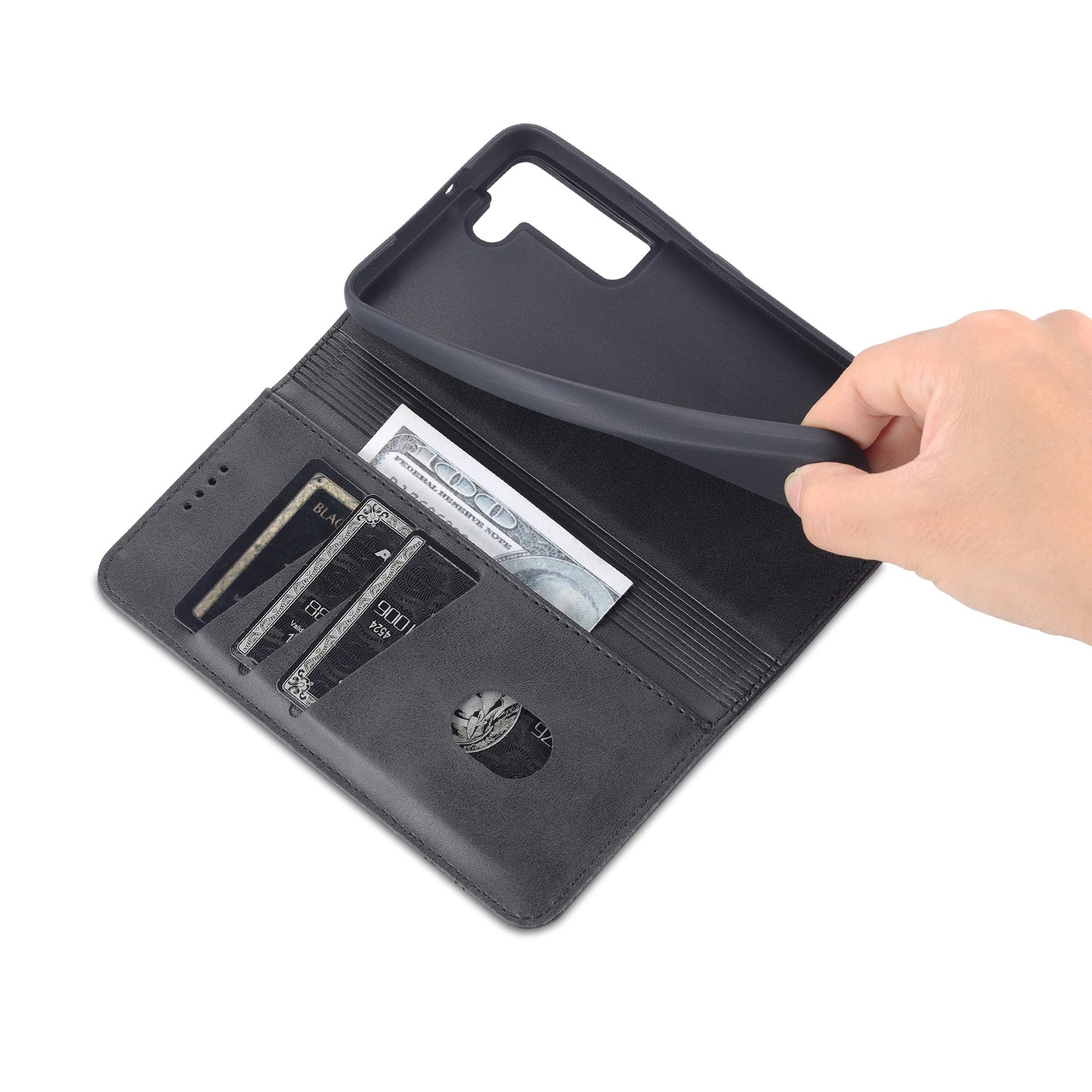 For Samsung Galaxy S22+ Leather Wallet Case with Card Holder & Magnetic Closure