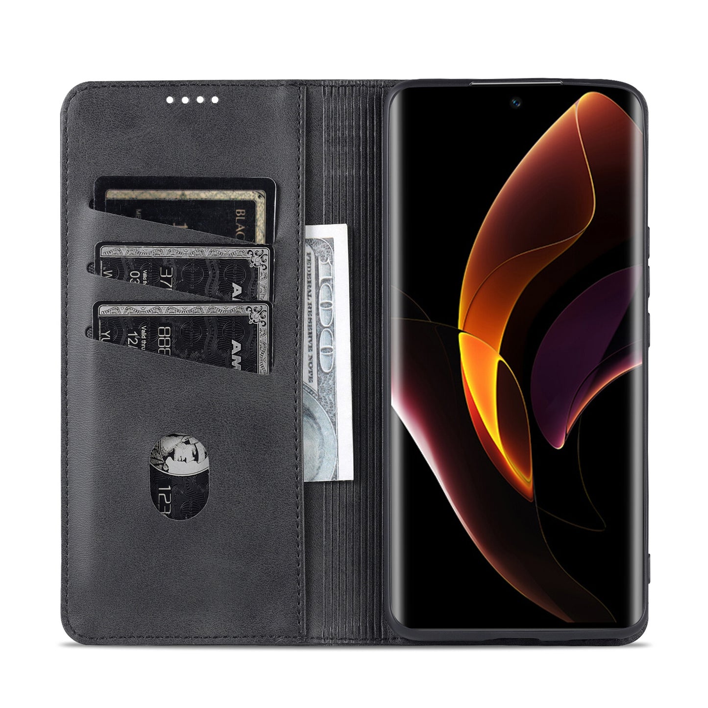 Honor 60 Leather Wallet Case with Card Holder & Magnetic Closure