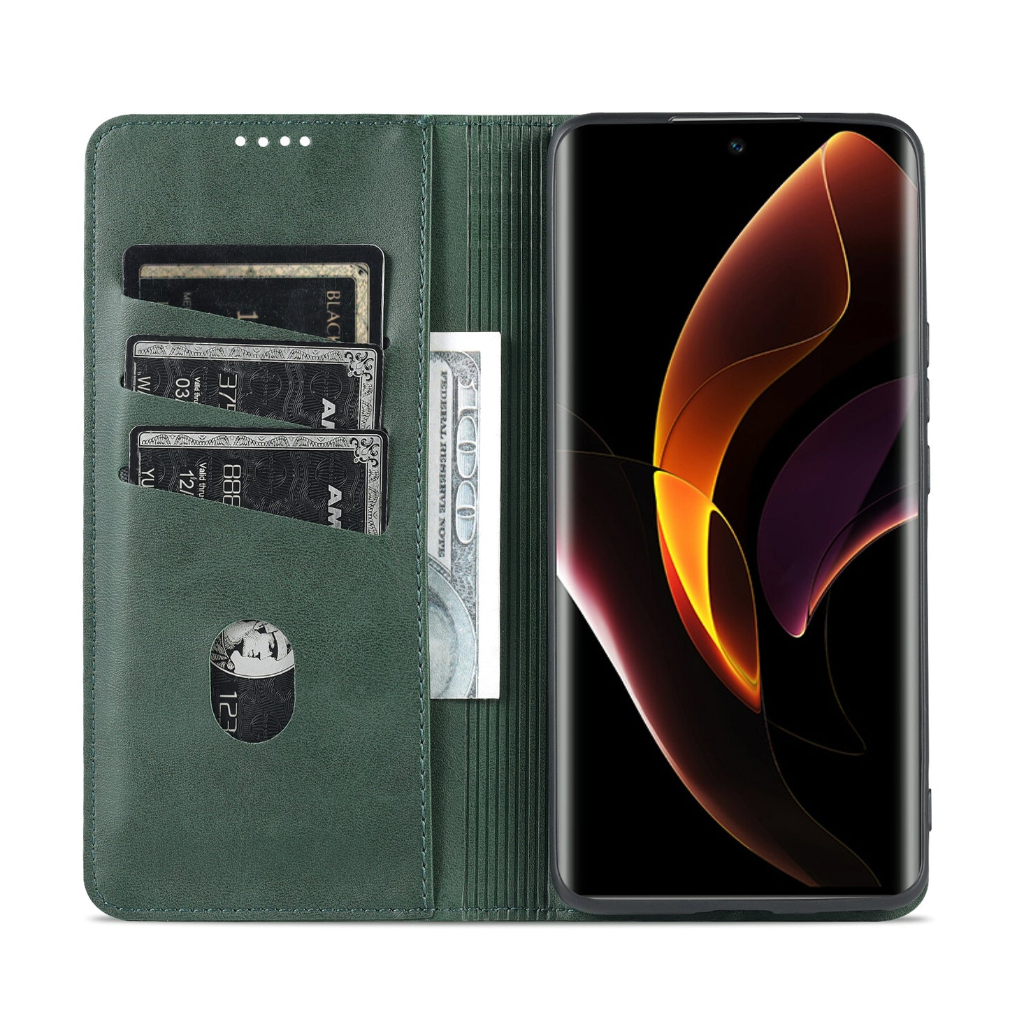 Honor 60 Leather Wallet Case with Card Holder & Magnetic Closure
