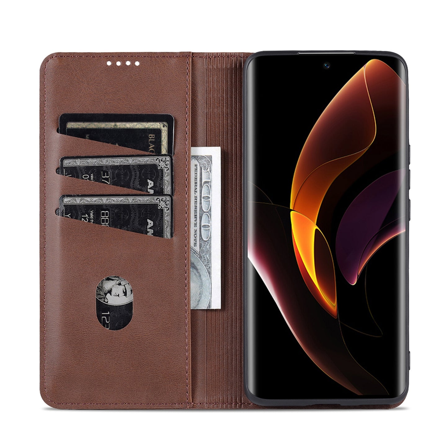 Honor 60 Leather Wallet Case with Card Holder & Magnetic Closure
