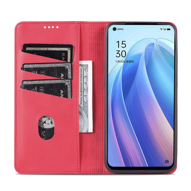 For OPPO Reno7 Global Leather Wallet Case with Card Holder & Magnetic Closure