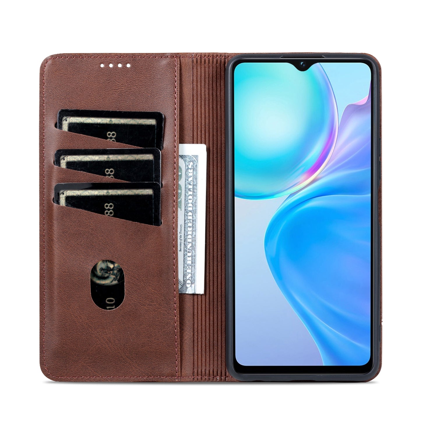 For Vivo Y77e/Y77 5G Leather Wallet Case with Card Holder & Magnetic Closure
