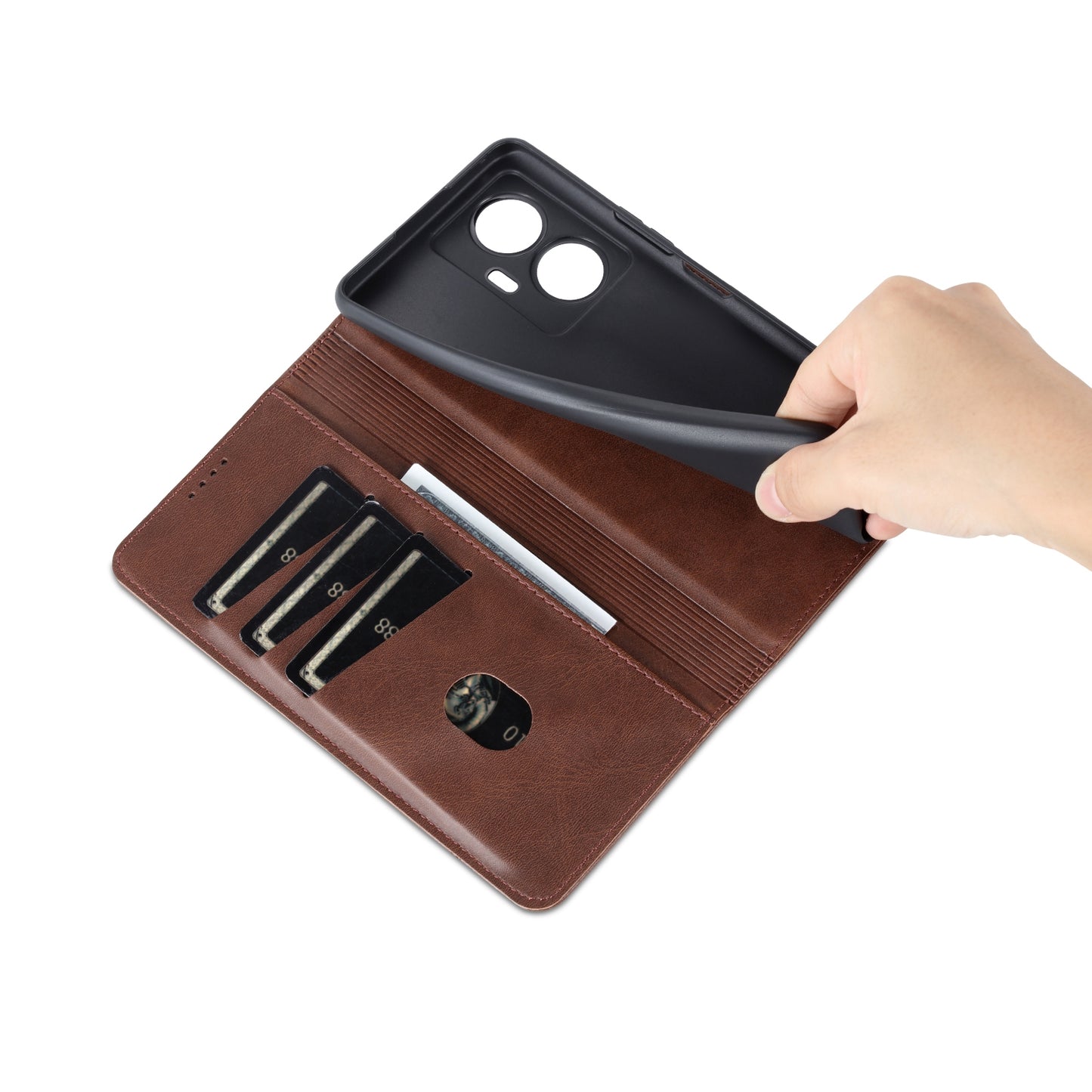 For Vivo Y77e/Y77 5G Leather Wallet Case with Card Holder & Magnetic Closure