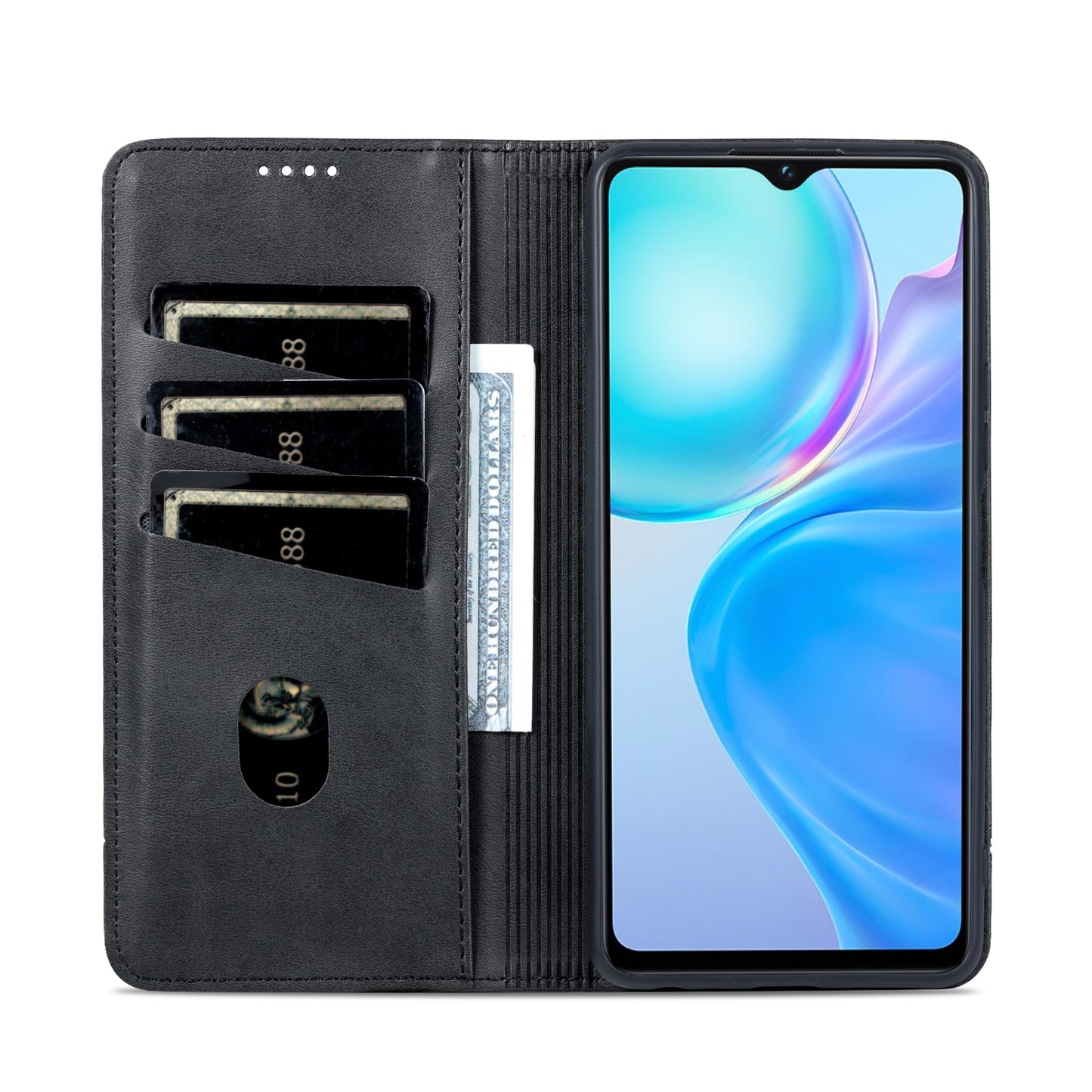 For Vivo Y77e/Y77 5G Leather Wallet Case with Card Holder & Magnetic Closure