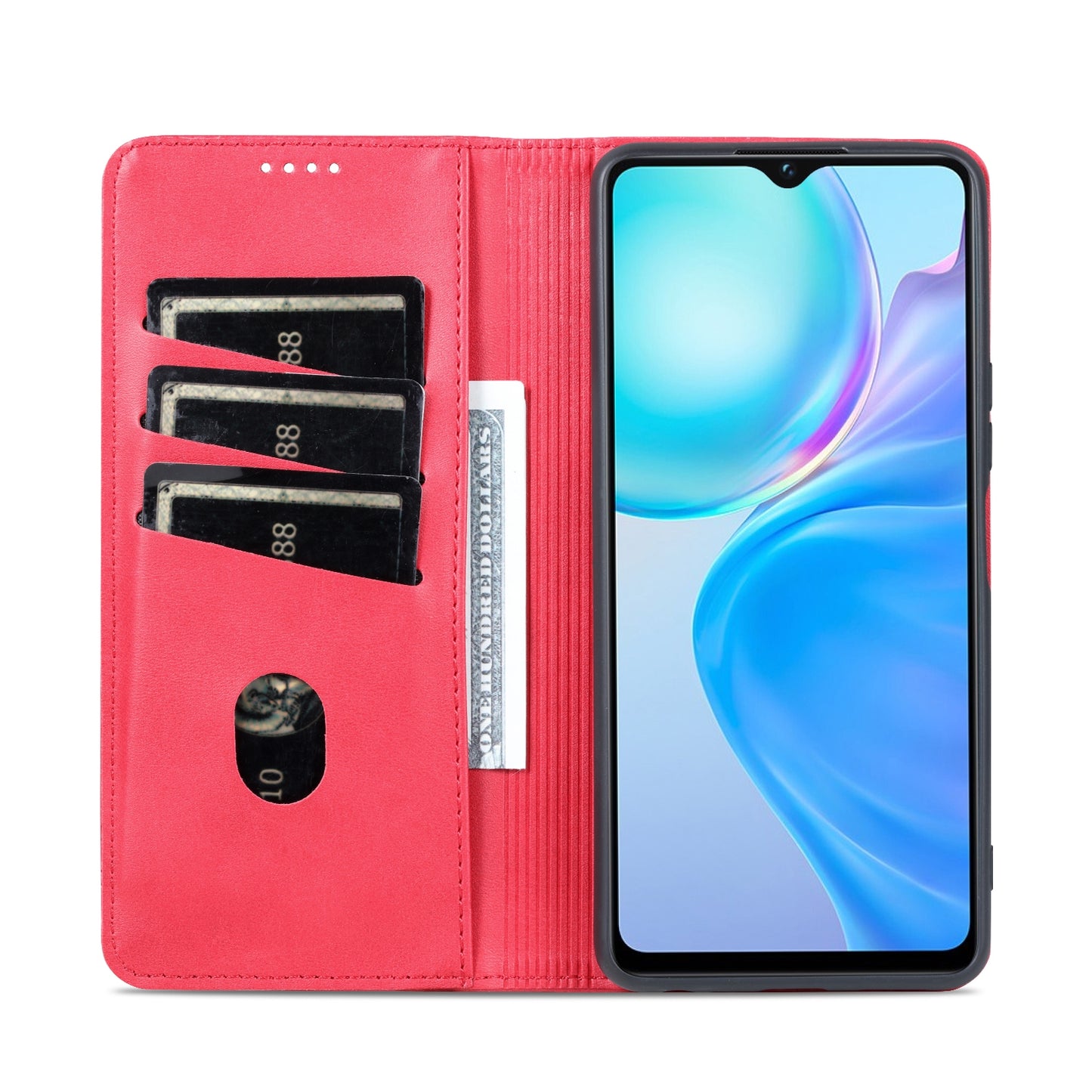 For Vivo Y77e/Y77 5G Leather Wallet Case with Card Holder & Magnetic Closure