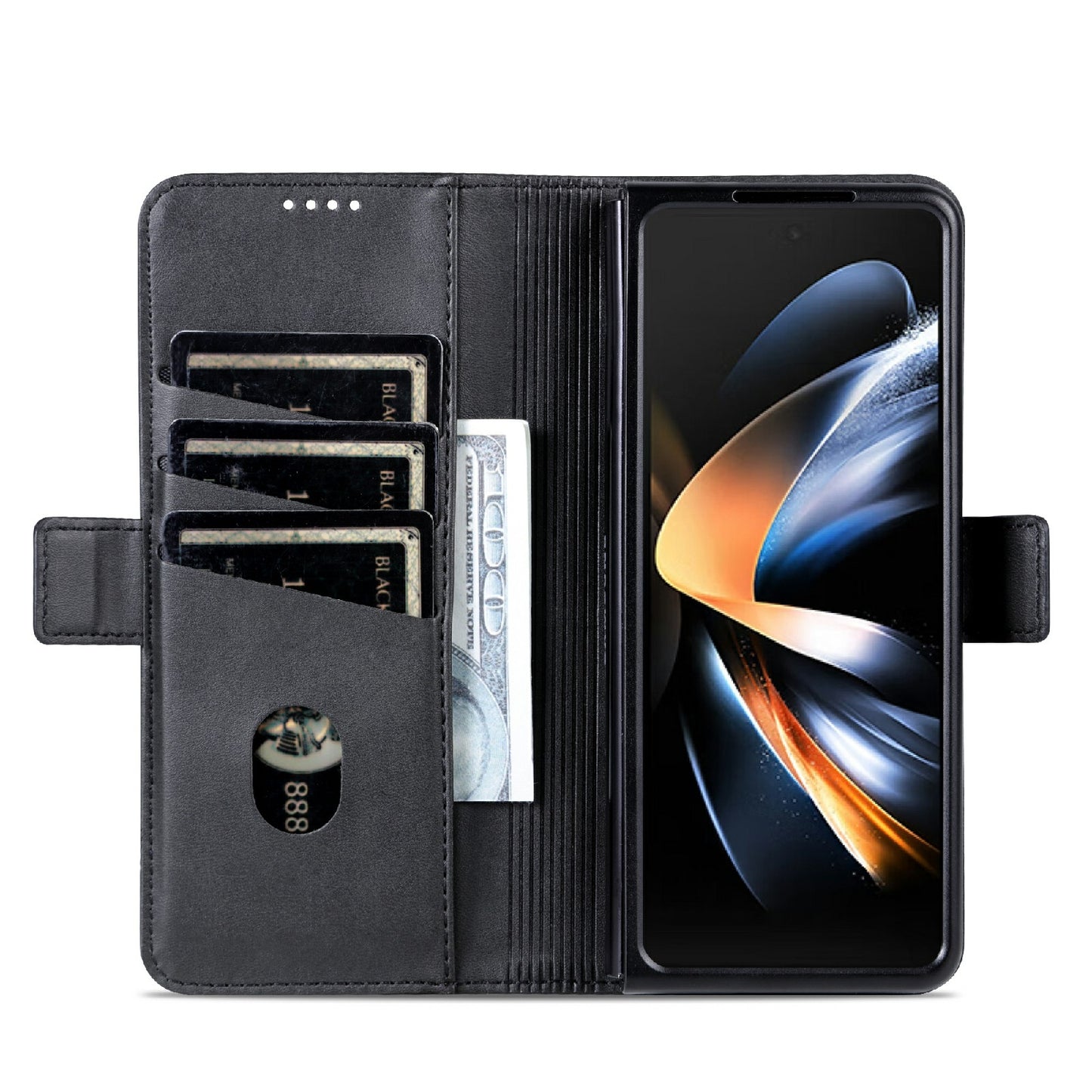For Samsung Galaxy Z Fold3 5G Leather Wallet Case with Card Holder & Magnetic Closure
