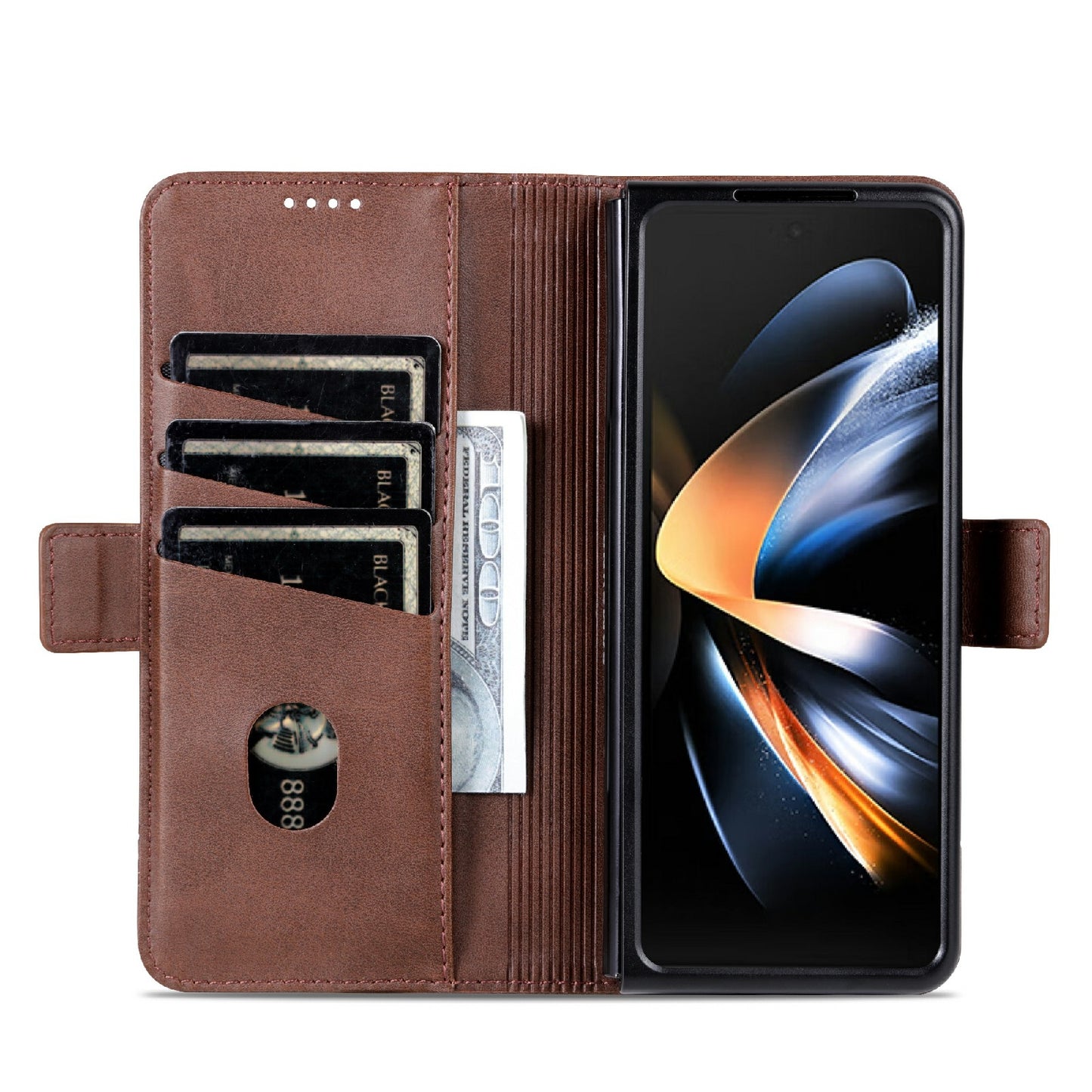 For Samsung Galaxy Z Fold3 5G Leather Wallet Case with Card Holder & Magnetic Closure