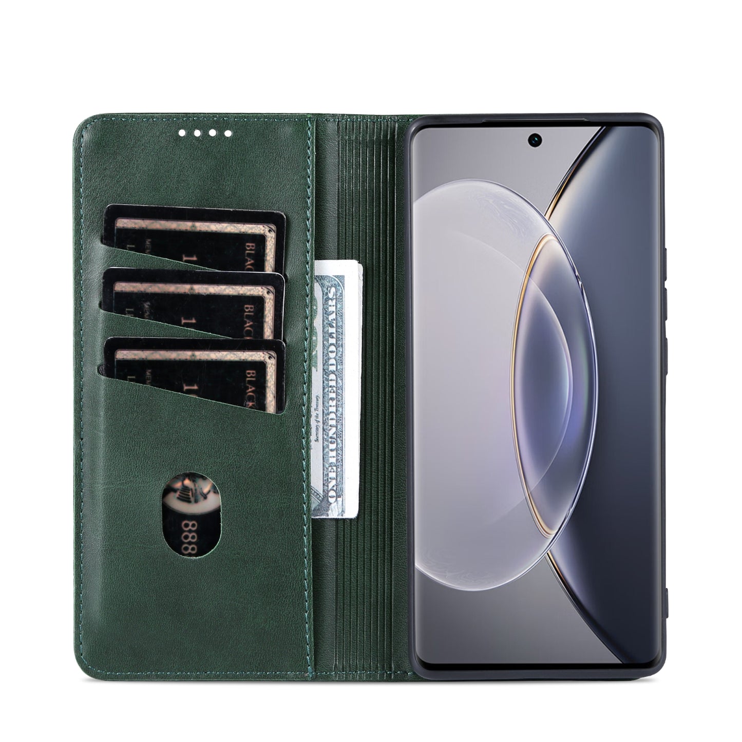 For Vivo X90 Pro Leather Wallet Case with Card Holder & Magnetic Closure