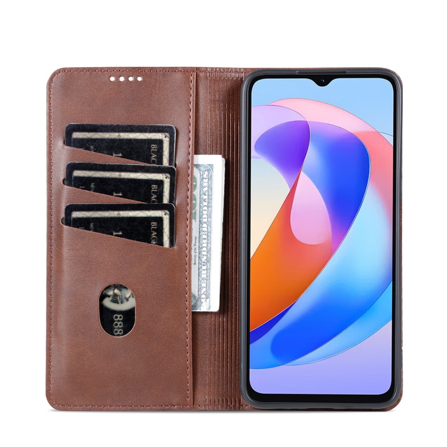 Honor Play 40 Leather Wallet Case with Card Holder & Magnetic Closure