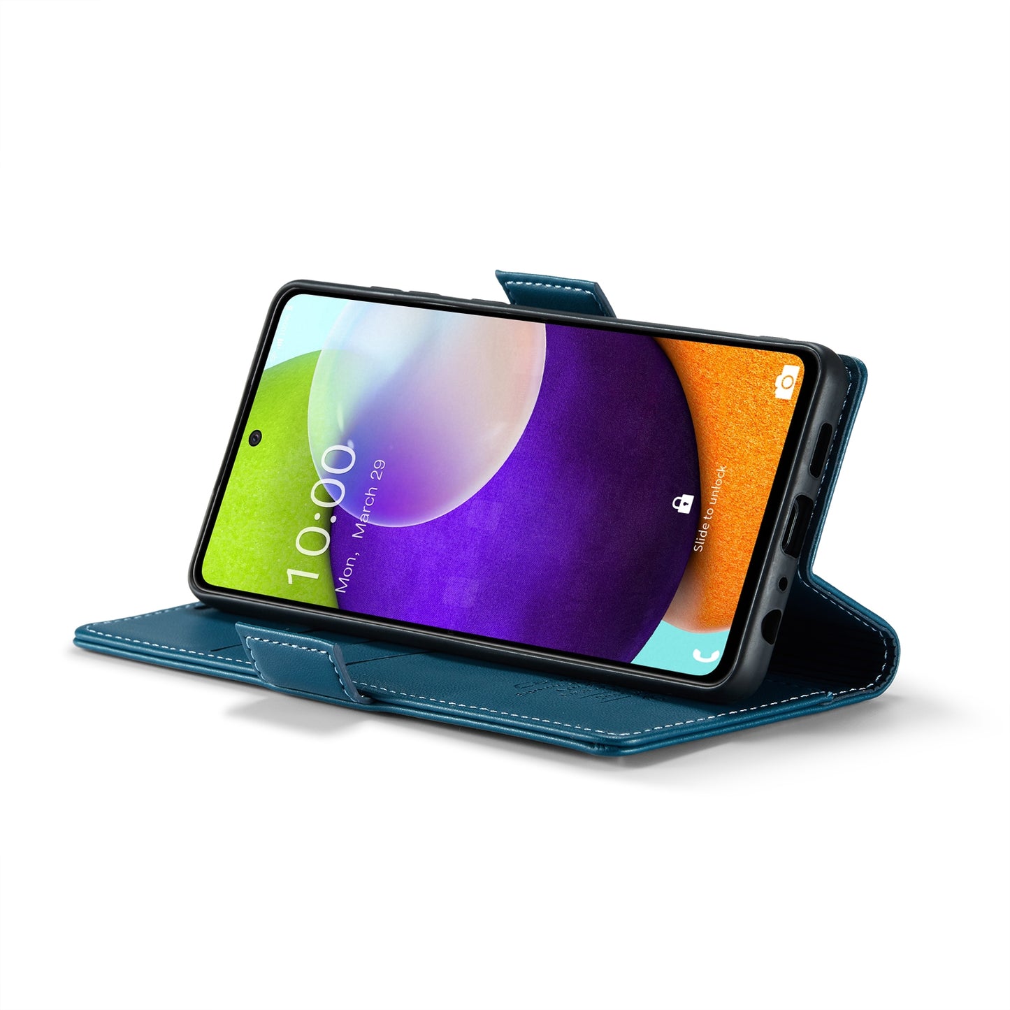 Samsung Galaxy A52/A52s 5G Case - RFID Anti-Theft Leather with Butterfly Buckle, Card Slot, Stand - Litchi Texture