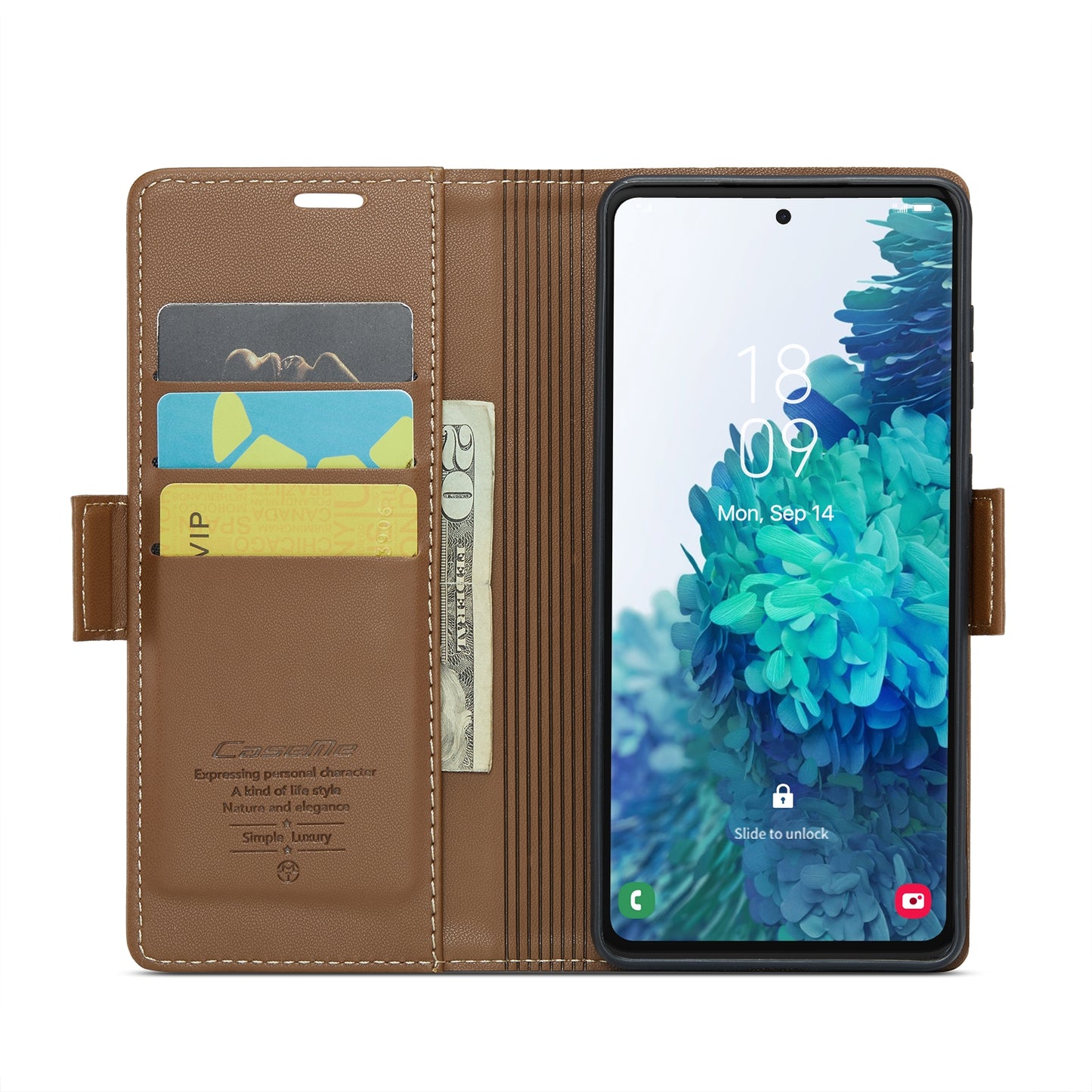 Samsung Galaxy S20 FE Case - RFID Anti-Theft Leather, Butterfly Buckle, Card Slot, Litchi Texture