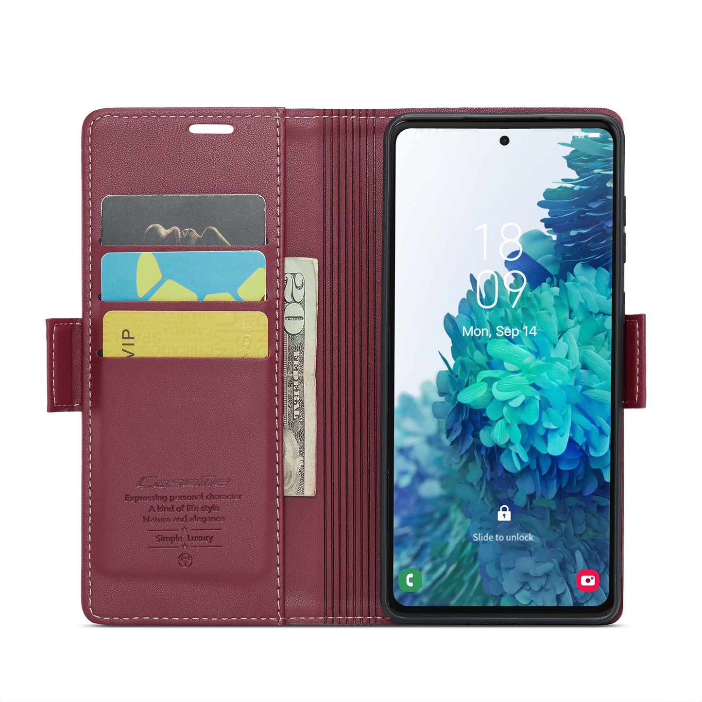 Samsung Galaxy S20 FE Case - RFID Anti-Theft Leather, Butterfly Buckle, Card Slot, Litchi Texture