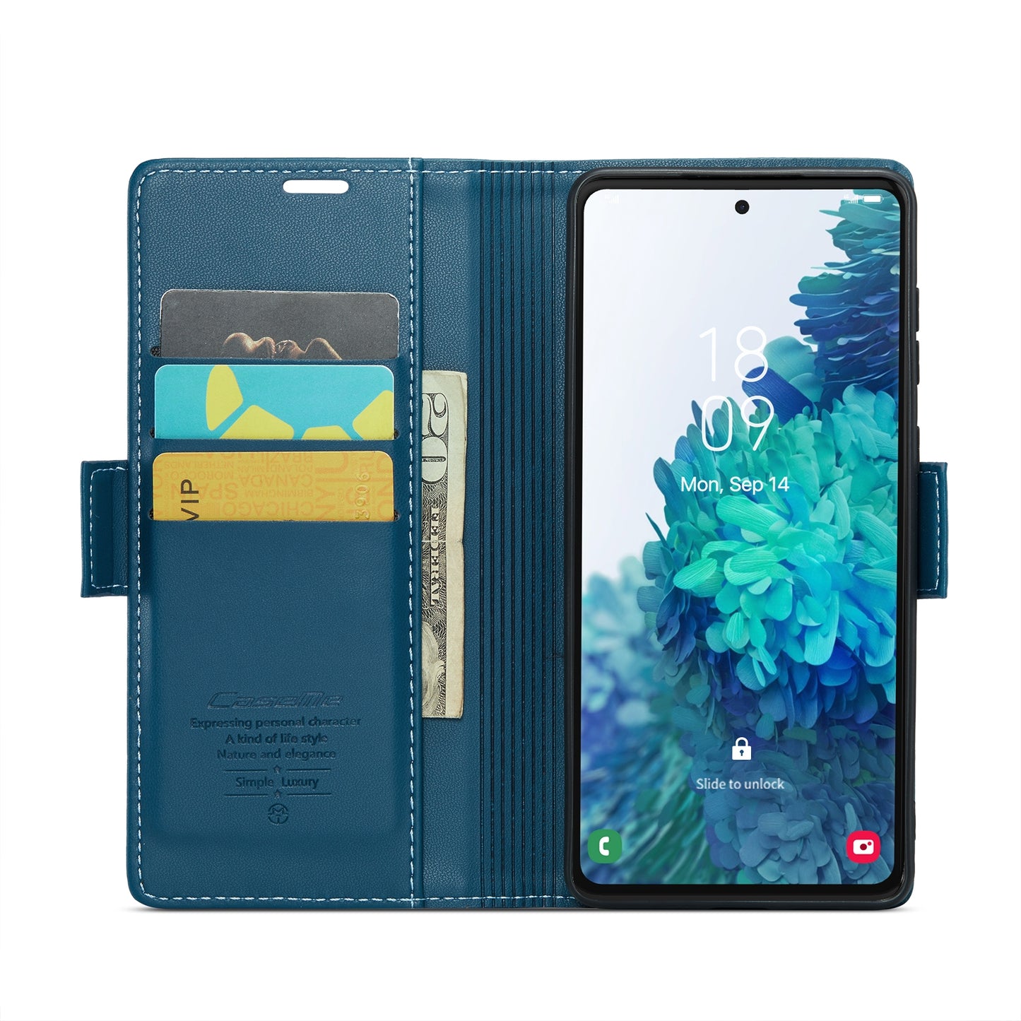 Samsung Galaxy S20 FE Case - RFID Anti-Theft Leather, Butterfly Buckle, Card Slot, Litchi Texture