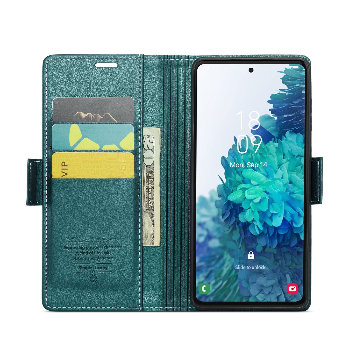 Samsung Galaxy S20 FE Case - RFID Anti-Theft Leather, Butterfly Buckle, Card Slot, Litchi Texture