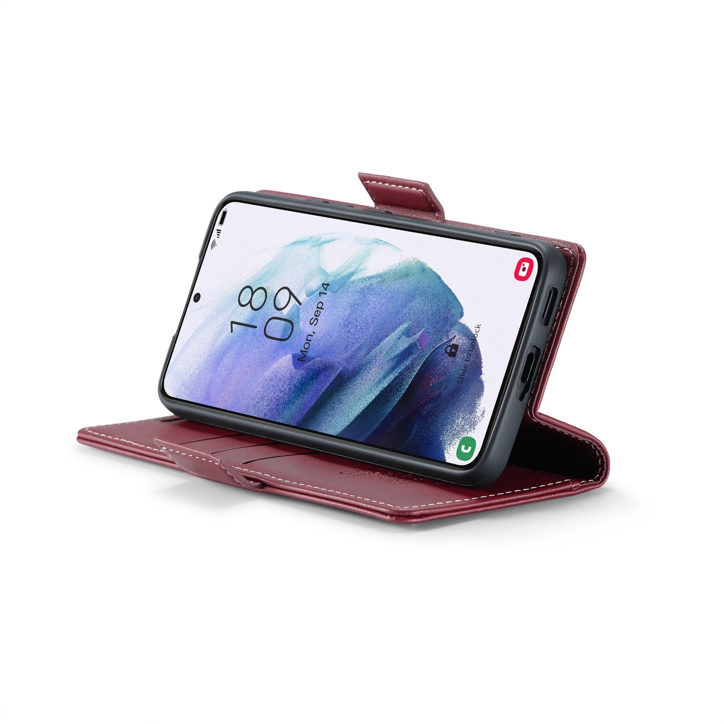 For Samsung Galaxy S21 5G Case - RFID Blocking Litchi Texture Leather Wallet with Stand & Card Holder