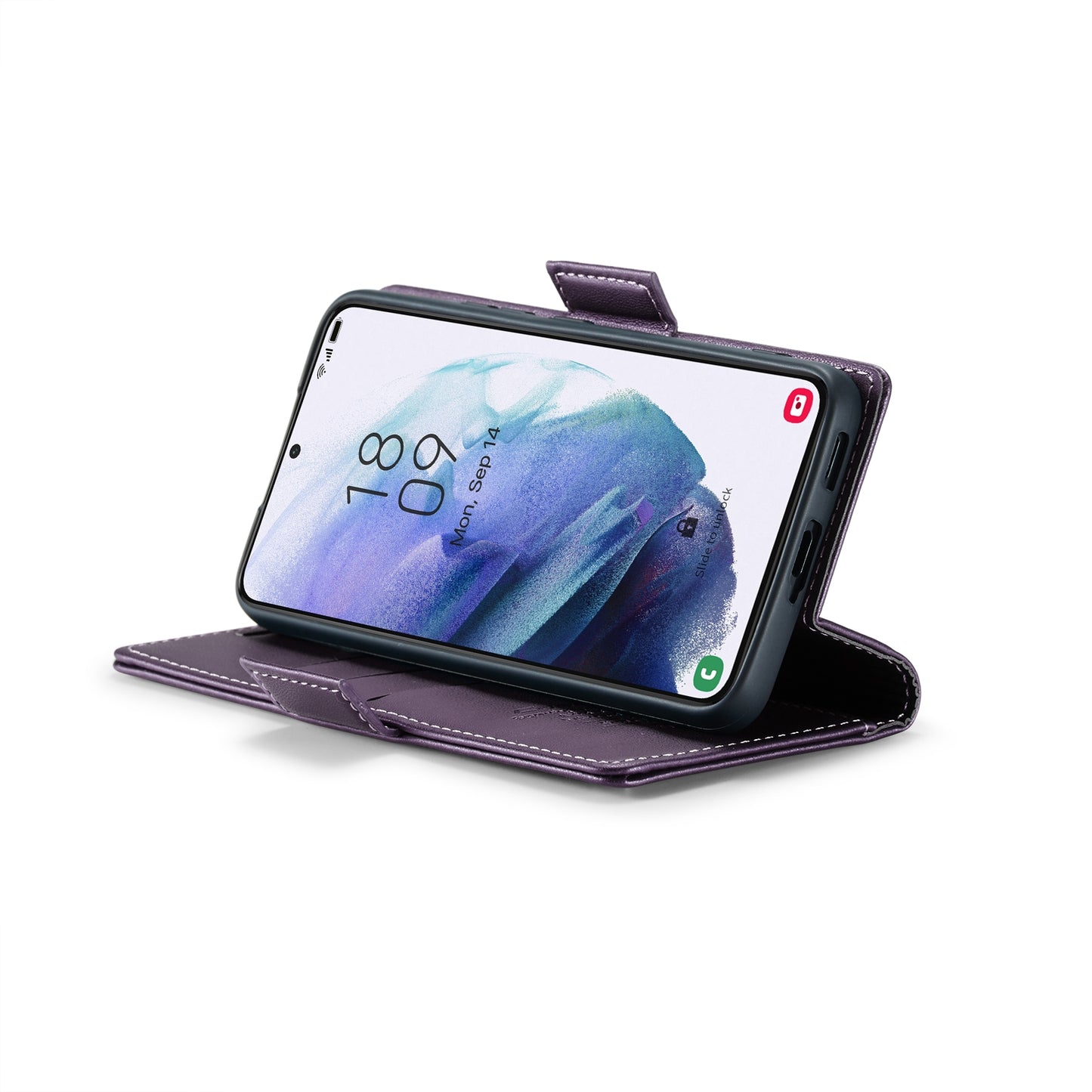 For Samsung Galaxy S21 5G Case - RFID Blocking Litchi Texture Leather Wallet with Stand & Card Holder