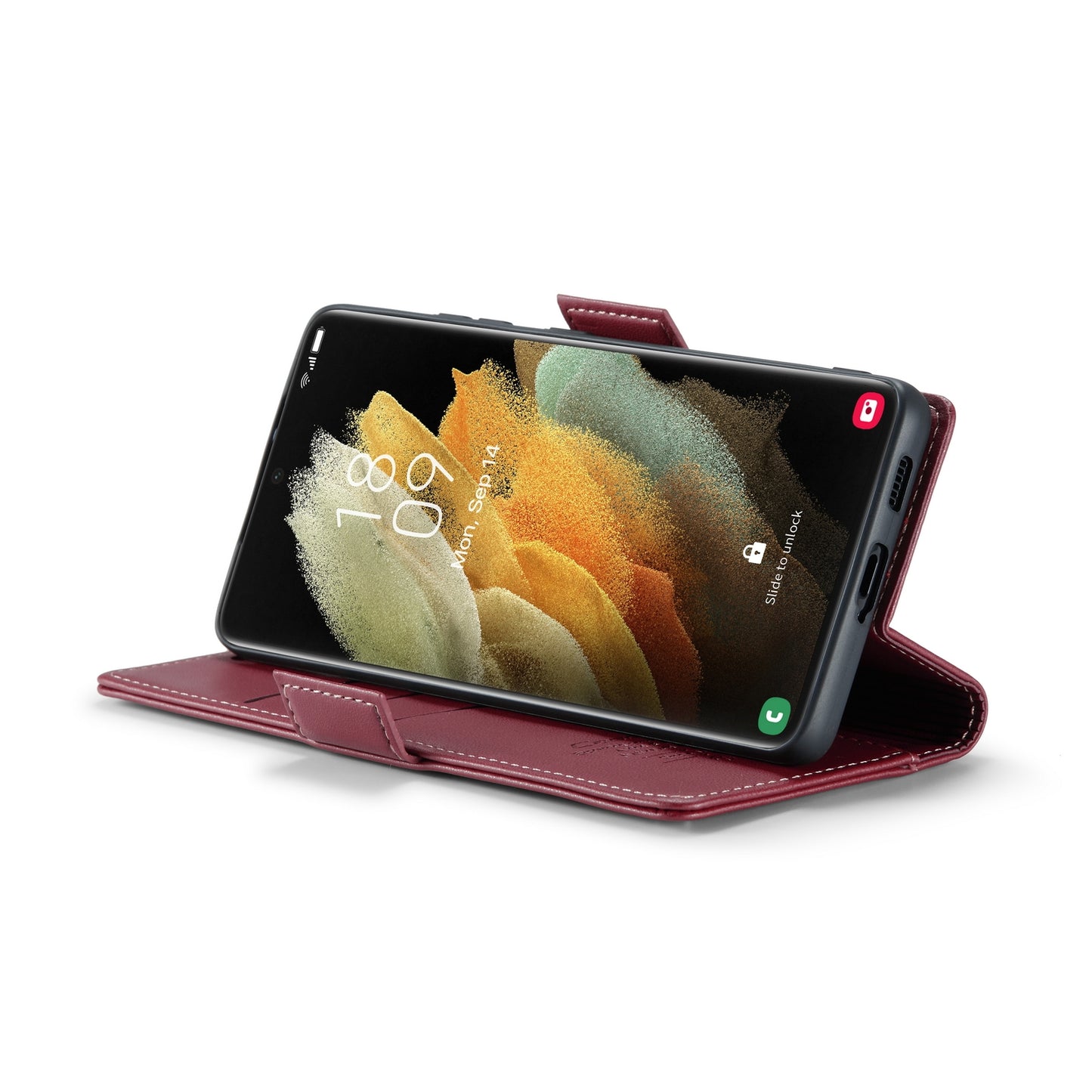 For Samsung Galaxy S21 Ultra 5G Leather Case - RFID Anti-theft, Card Slot, Stand, Litchi Texture