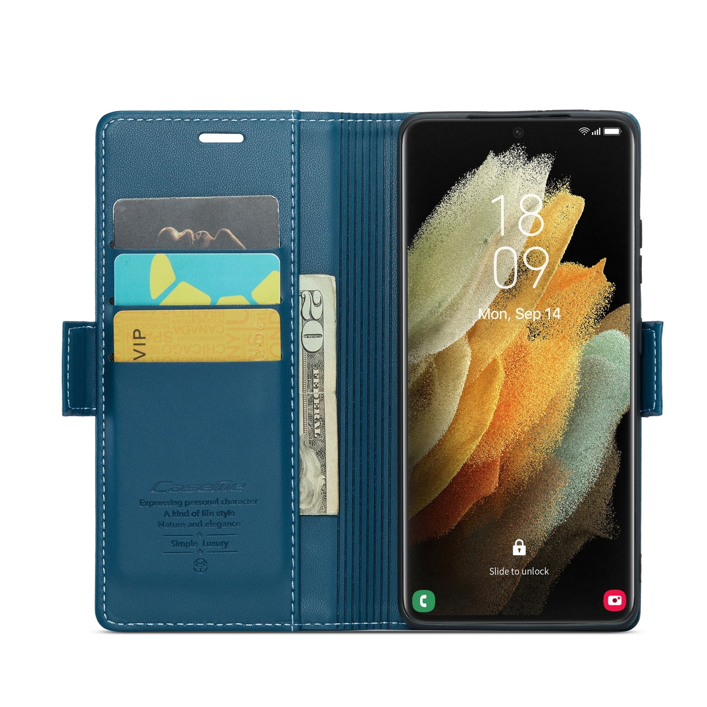 For Samsung Galaxy S21 Ultra 5G Leather Case - RFID Anti-theft, Card Slot, Stand, Litchi Texture