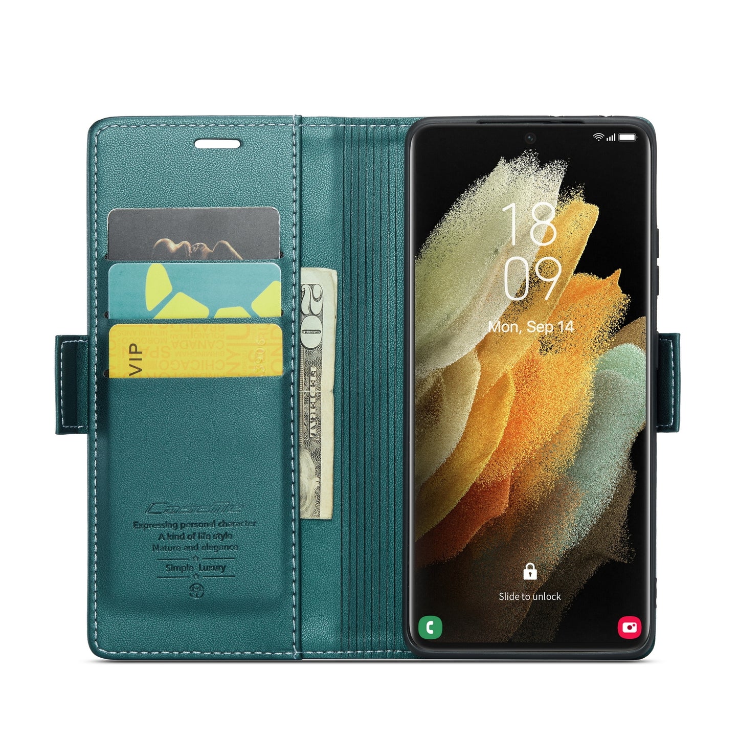 For Samsung Galaxy S21 Ultra 5G Leather Case - RFID Anti-theft, Card Slot, Stand, Litchi Texture