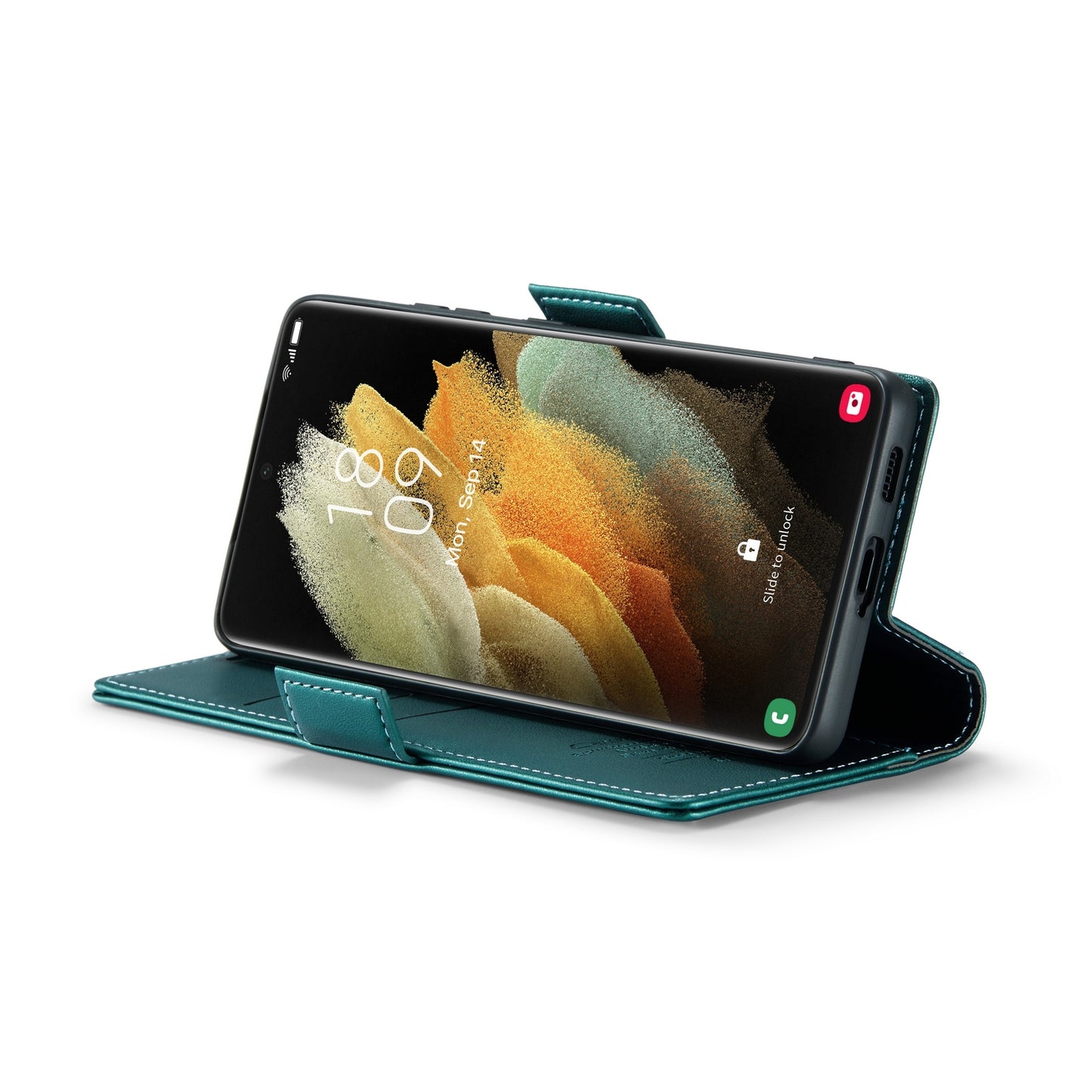 For Samsung Galaxy S21 Ultra 5G Leather Case - RFID Anti-theft, Card Slot, Stand, Litchi Texture