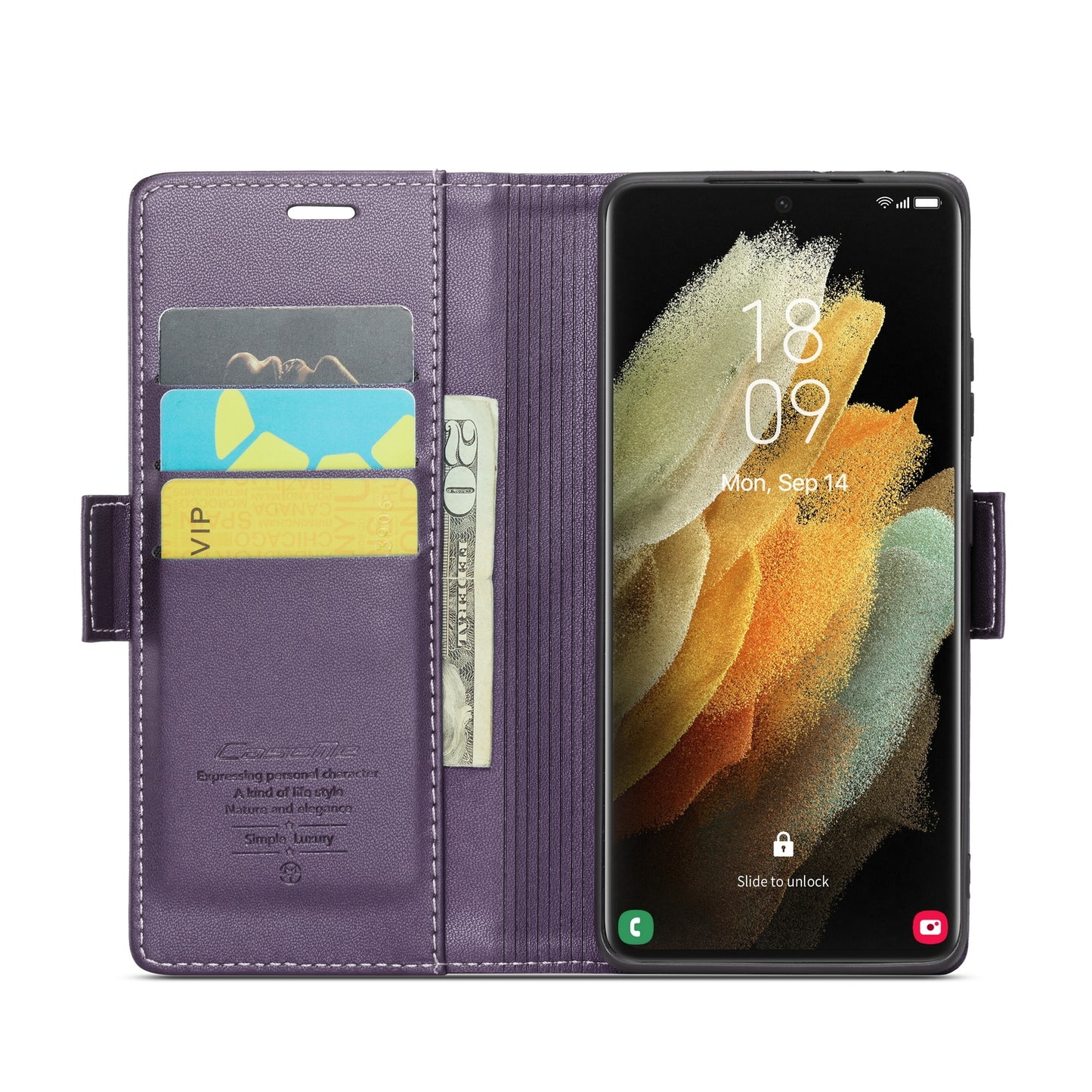 For Samsung Galaxy S21 Ultra 5G Leather Case - RFID Anti-theft, Card Slot, Stand, Litchi Texture