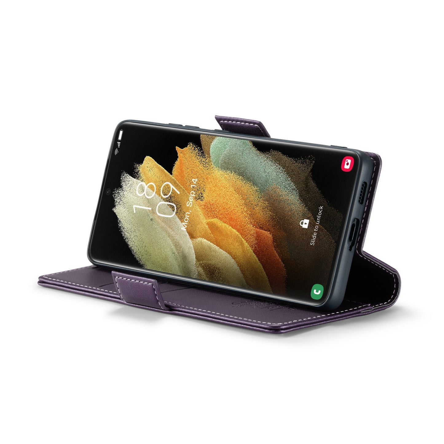 For Samsung Galaxy S21 Ultra 5G Leather Case - RFID Anti-theft, Card Slot, Stand, Litchi Texture