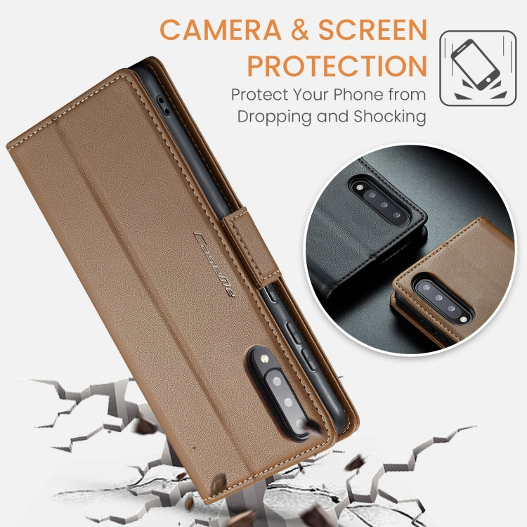 For Samsung Galaxy A30s/A50s/A50 RFID Leather Case - Litchi Texture with Card Slot & Stand