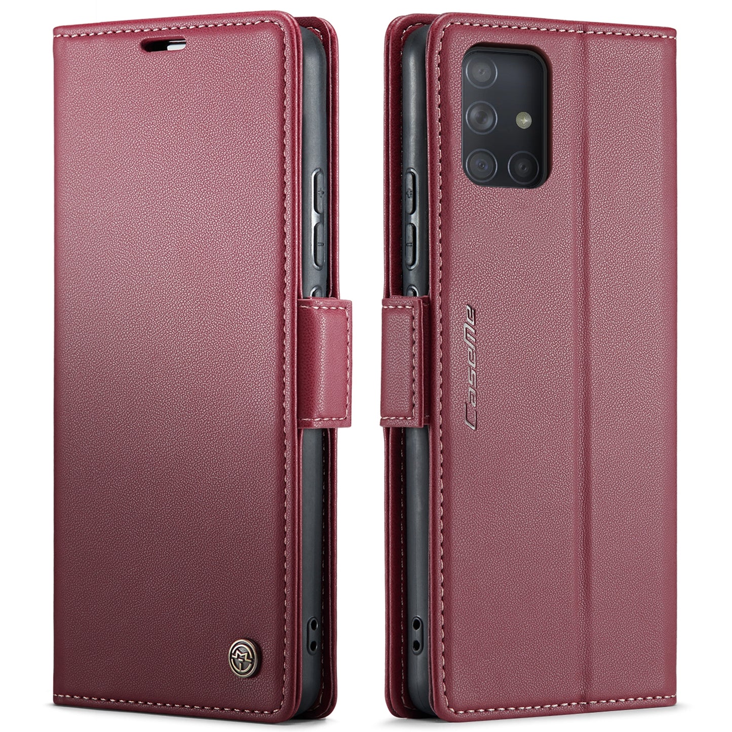 For Samsung Galaxy A71 4G Case - Litchi Texture Leather with RFID Blocking, Card Slot & Stand