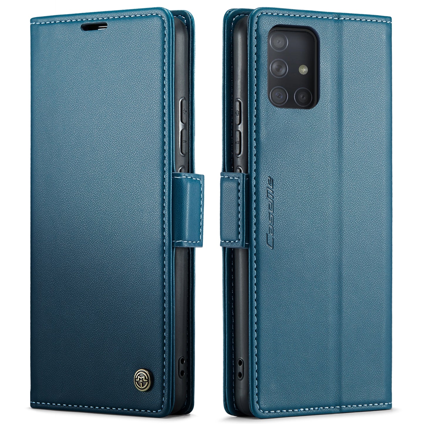 For Samsung Galaxy A71 4G Case - Litchi Texture Leather with RFID Blocking, Card Slot & Stand