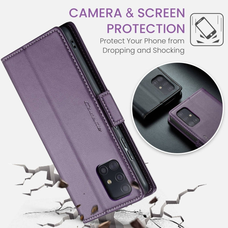 For Samsung Galaxy A51/M40s Case - RFID Litchi Leather with Card Slot & Stand