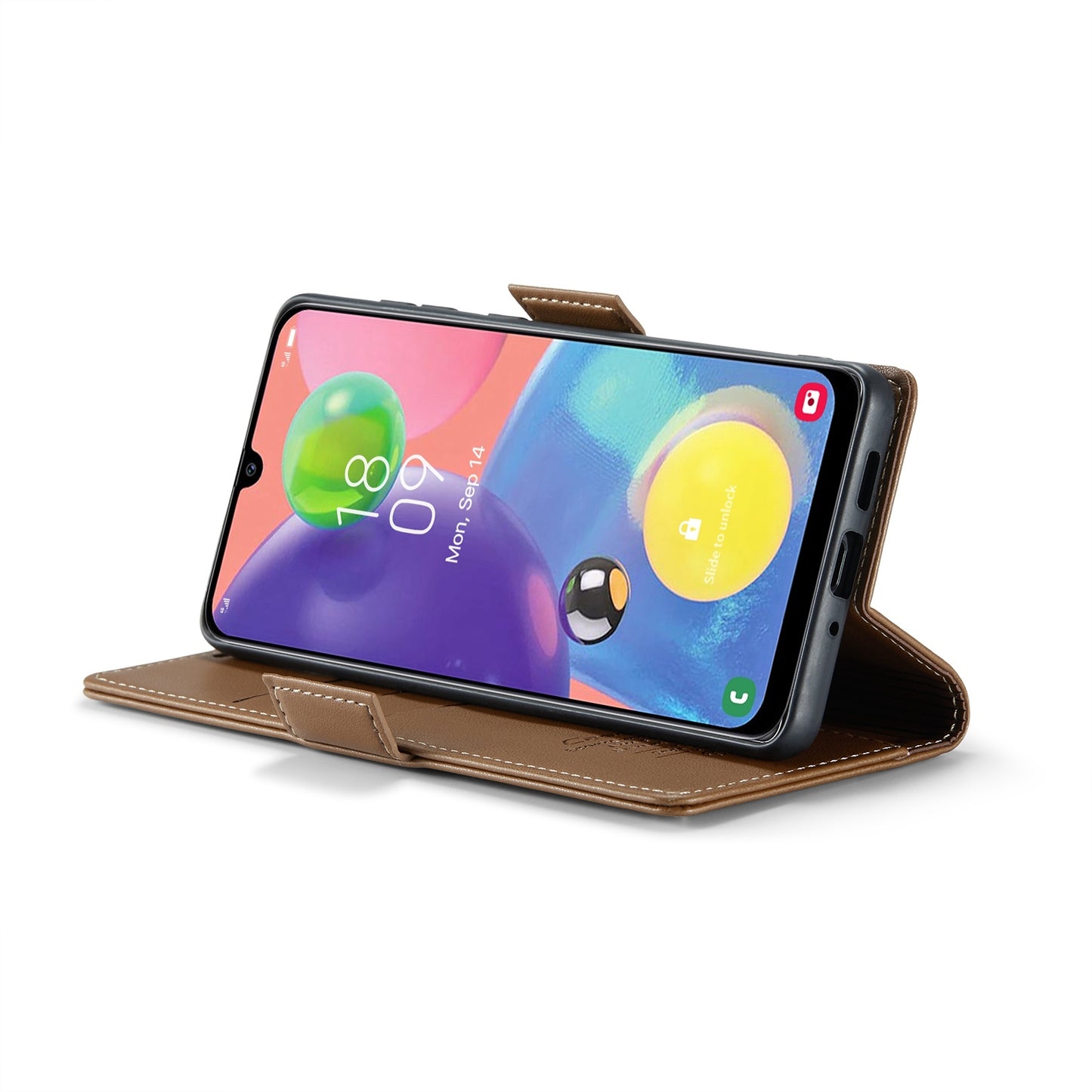 For Samsung Galaxy A70/A70s RFID Leather Case - Litchi Texture with Card Slot & Stand