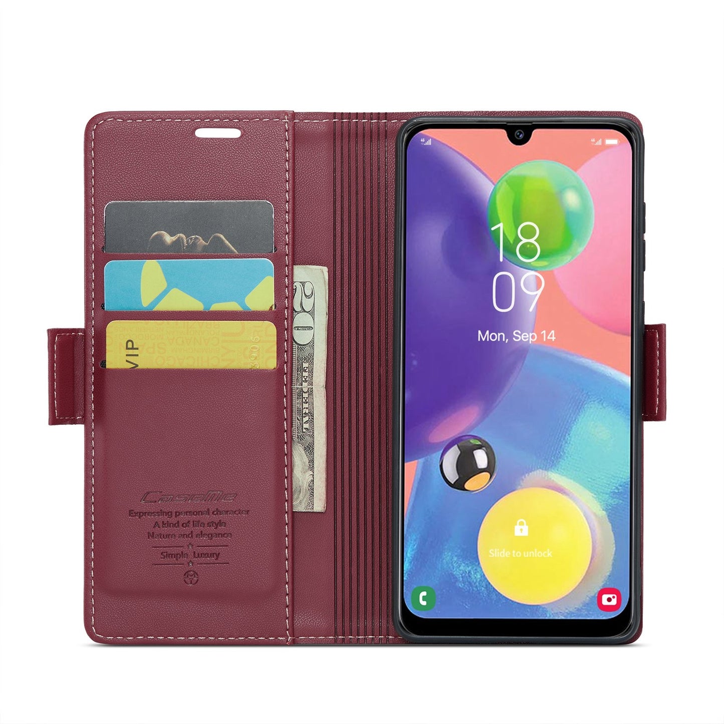 For Samsung Galaxy A70/A70s RFID Leather Case - Litchi Texture with Card Slot & Stand