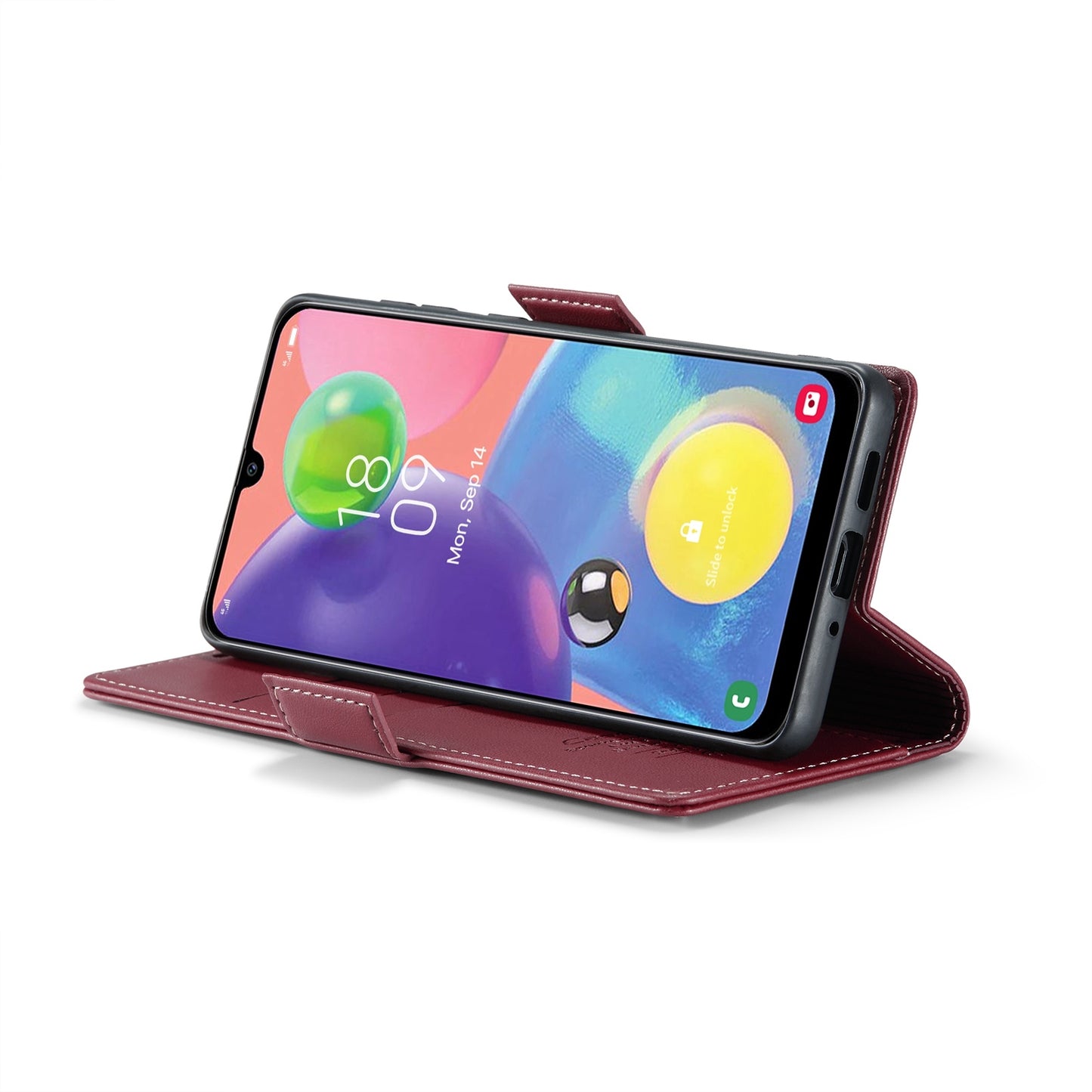 For Samsung Galaxy A70/A70s RFID Leather Case - Litchi Texture with Card Slot & Stand