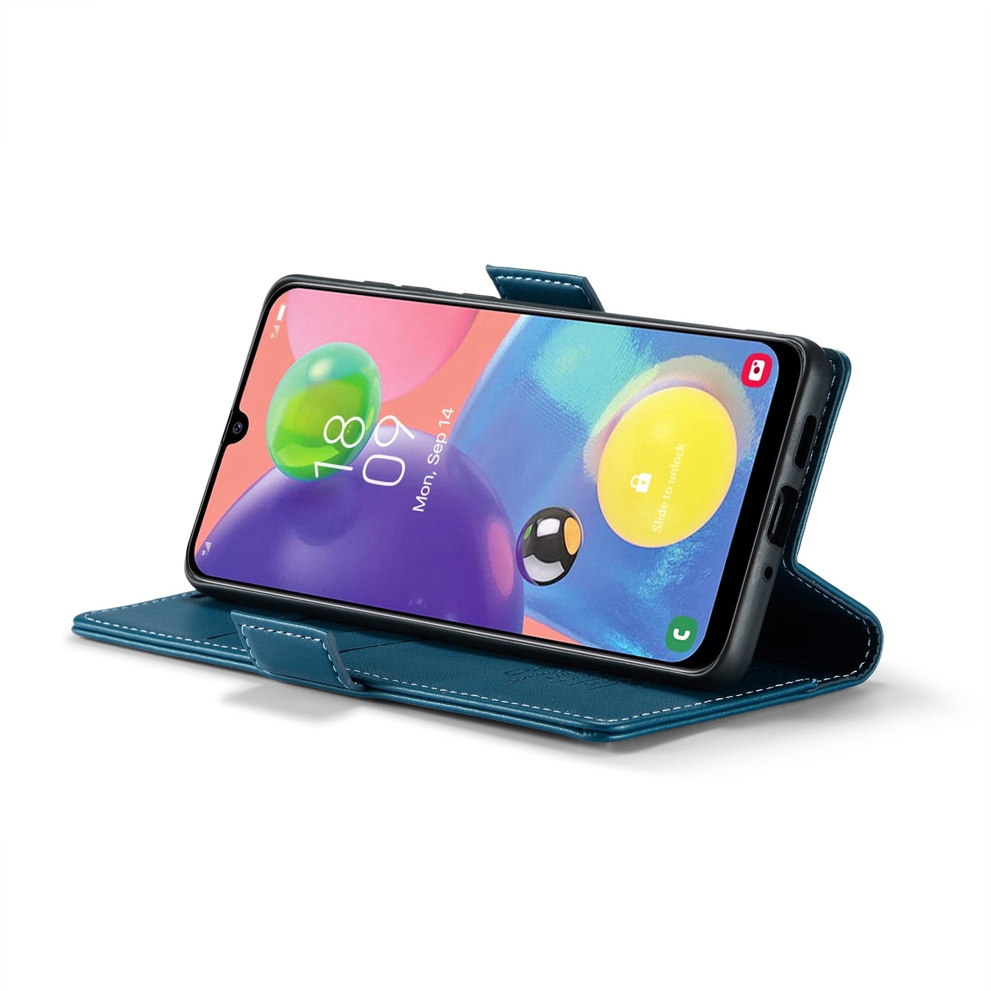 For Samsung Galaxy A70/A70s RFID Leather Case - Litchi Texture with Card Slot & Stand
