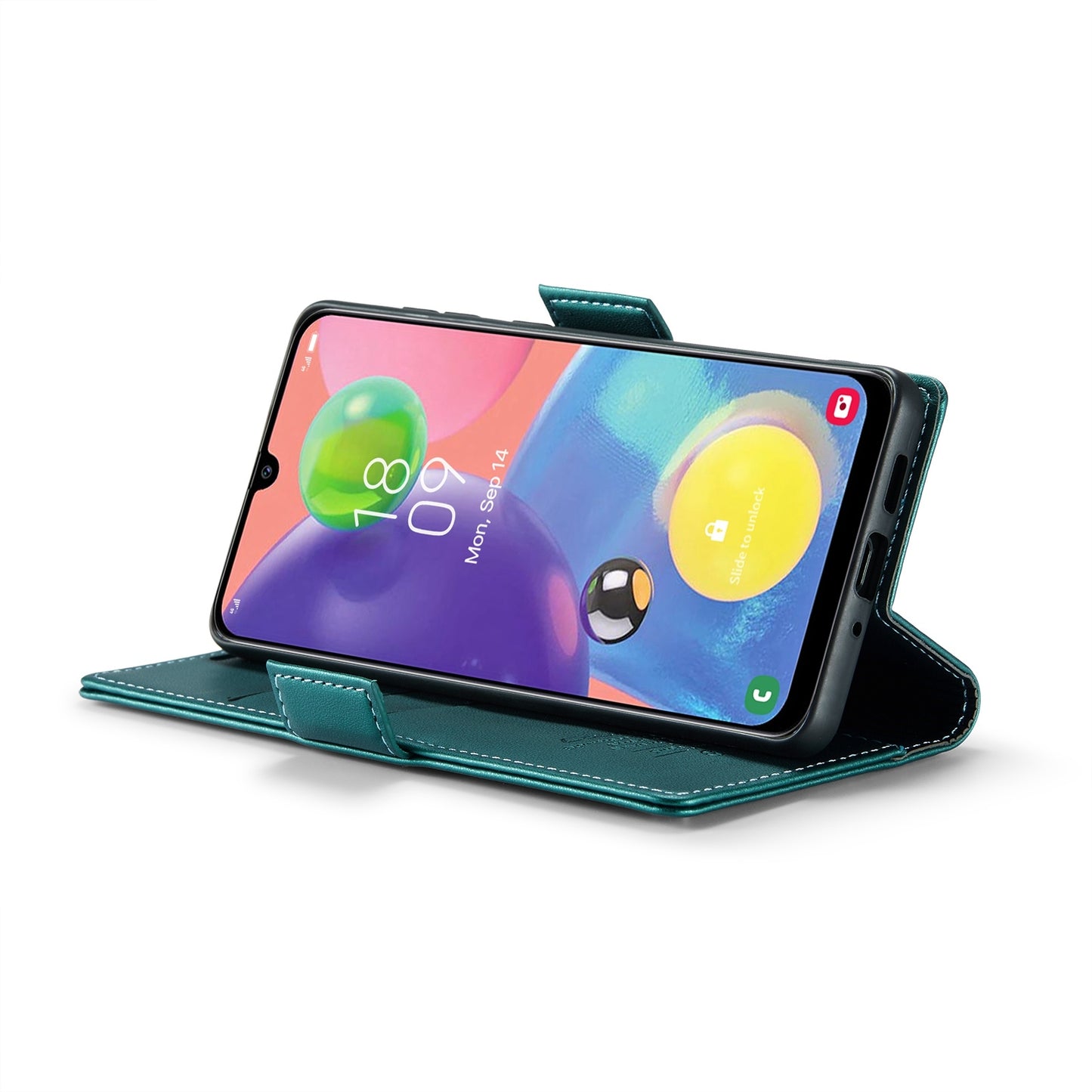 For Samsung Galaxy A70/A70s RFID Leather Case - Litchi Texture with Card Slot & Stand