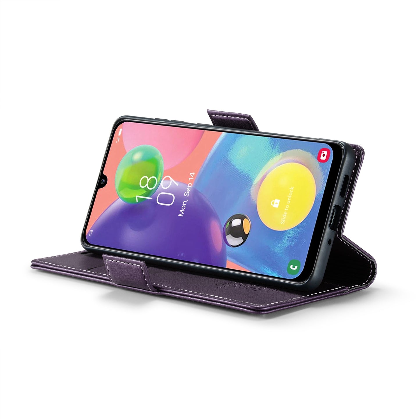 For Samsung Galaxy A70/A70s RFID Leather Case - Litchi Texture with Card Slot & Stand