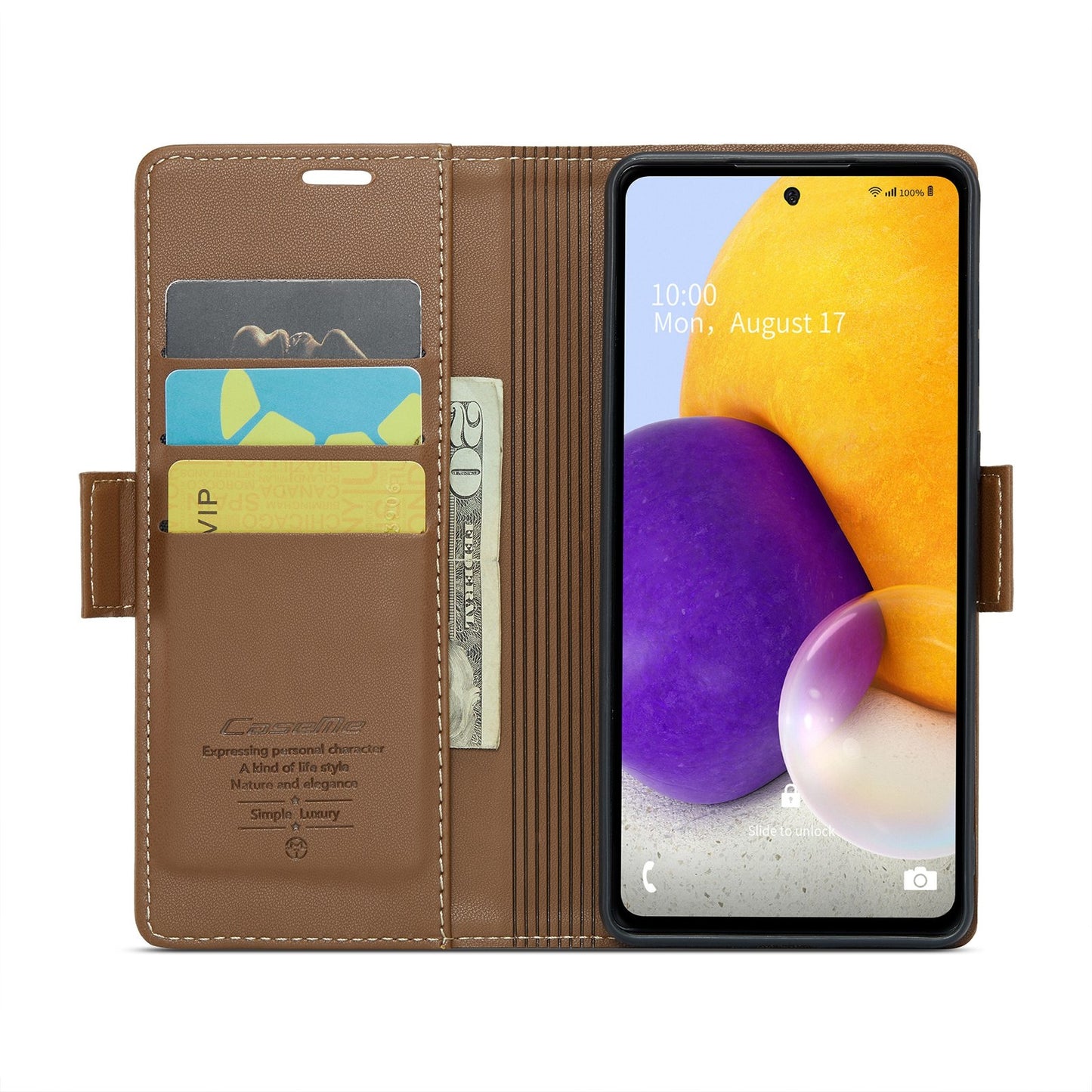 For Samsung Galaxy A72 Case - RFID Blocking Litchi Leather Wallet with Stand & Card Slot