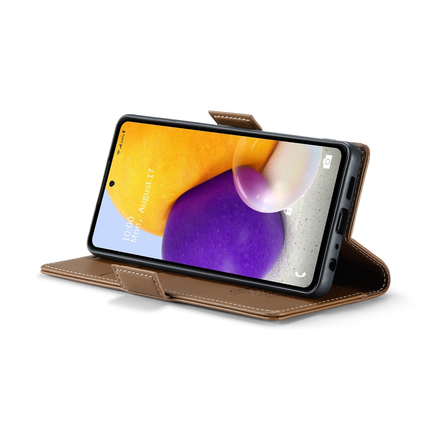 For Samsung Galaxy A72 Case - RFID Blocking Litchi Leather Wallet with Stand & Card Slot