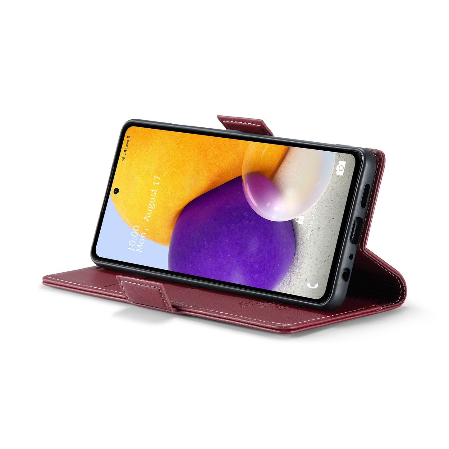 For Samsung Galaxy A72 Case - RFID Blocking Litchi Leather Wallet with Stand & Card Slot