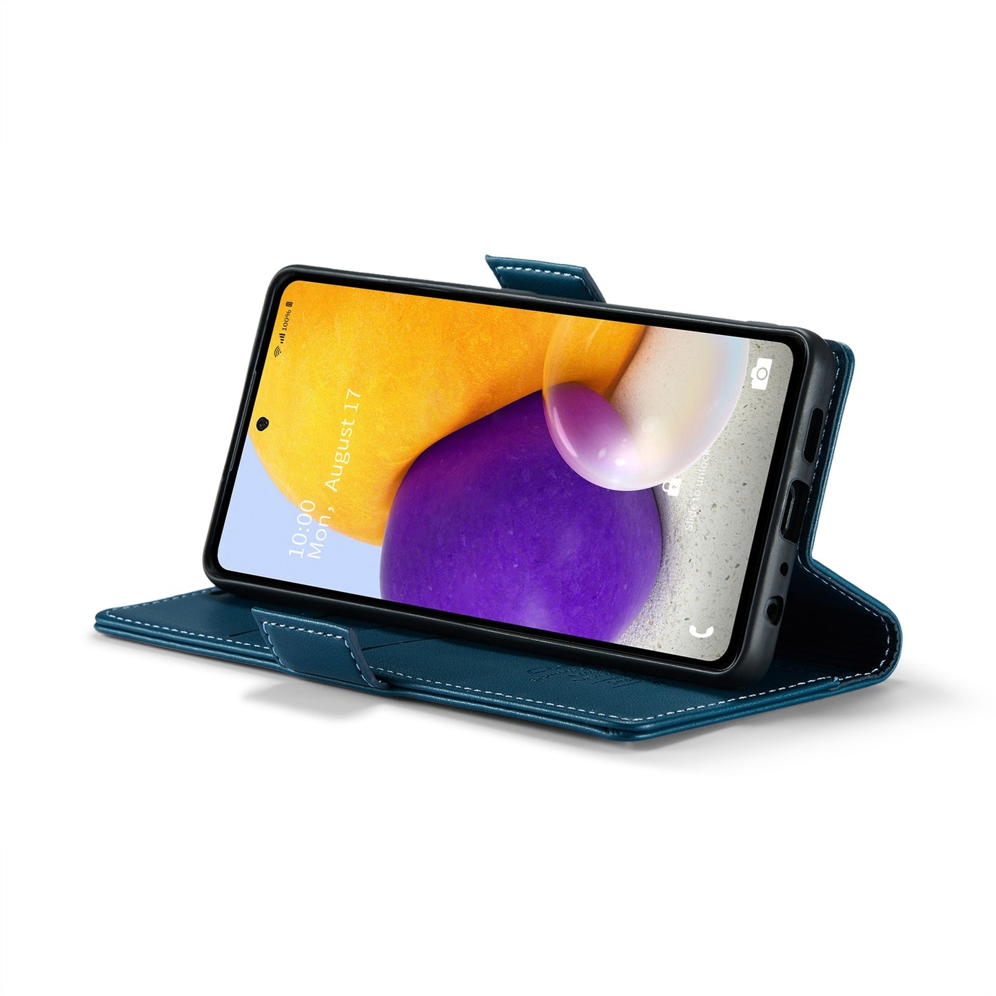 For Samsung Galaxy A72 Case - RFID Blocking Litchi Leather Wallet with Stand & Card Slot