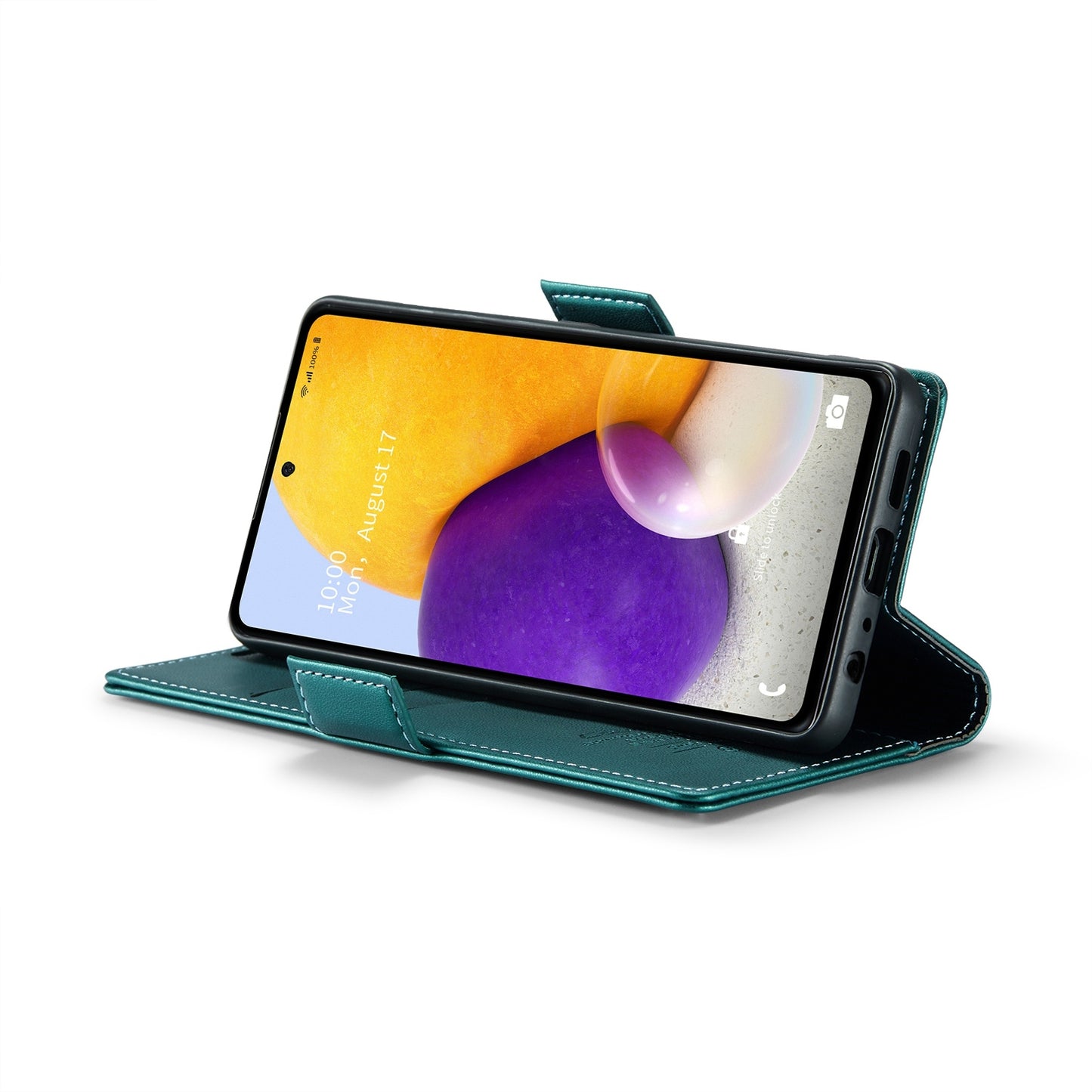 For Samsung Galaxy A72 Case - RFID Blocking Litchi Leather Wallet with Stand & Card Slot